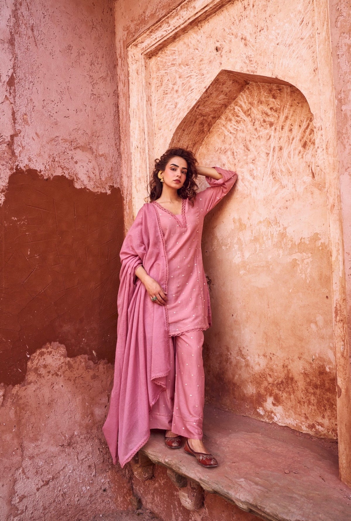 ROSE PINK MUL COTTON SUIT SET