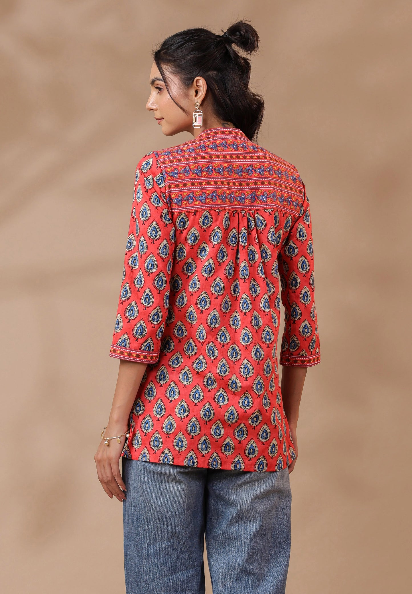 Peach Printed Cotton Top