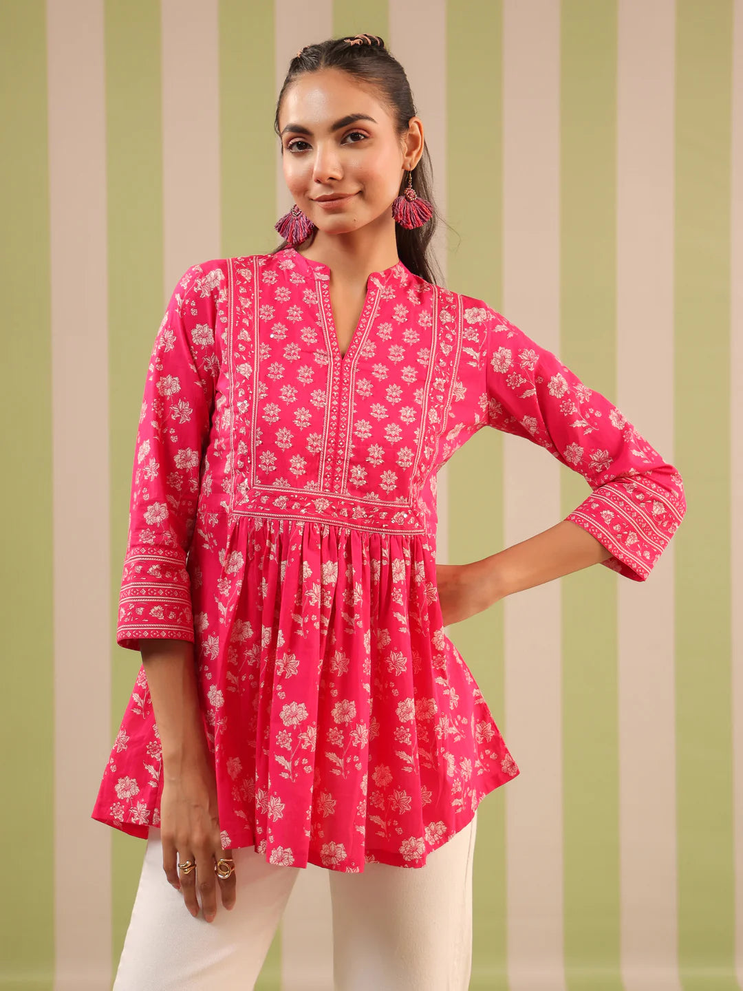 Pink Printed Cotton Top