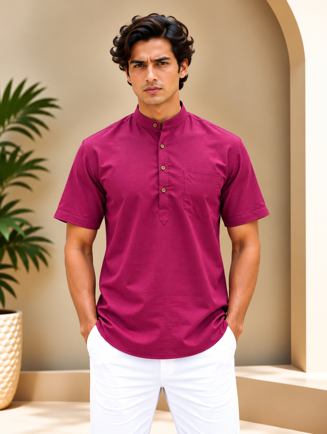 Magenta Kurta with Pocket