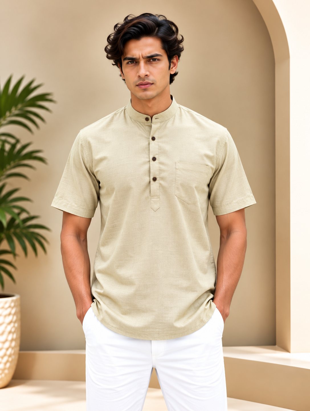 Pale Yellow Kurta with Pocket