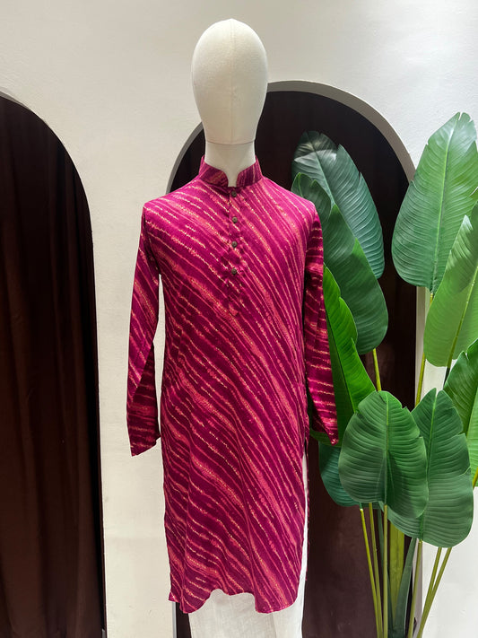 Purple Striped Printed Long Kurta