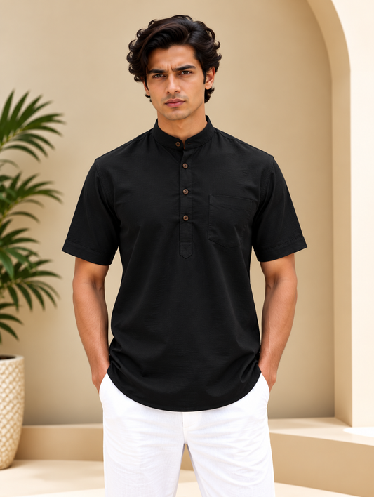 Black Kurta with Pocket