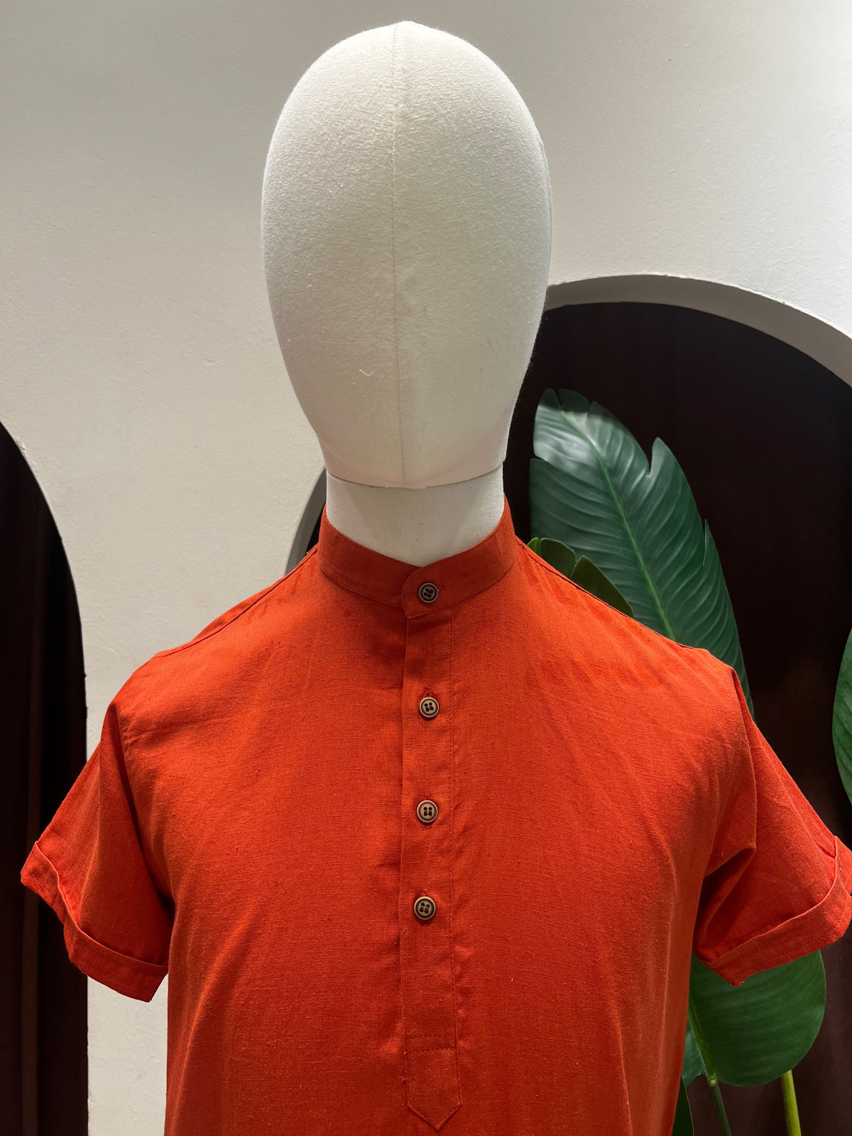 Dark Orange Kurta without pocket