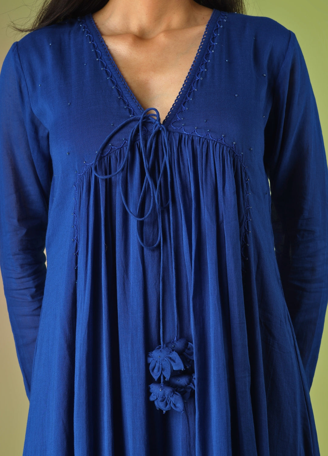 Royal Blue Front Dori Anarkali Suit Set