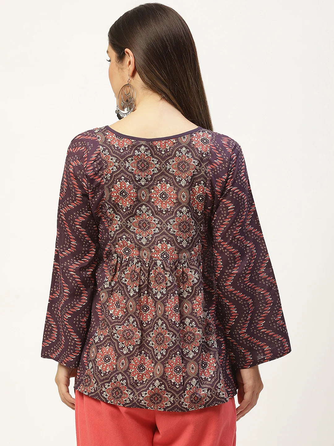 Purple Print Cotton A-Line Top