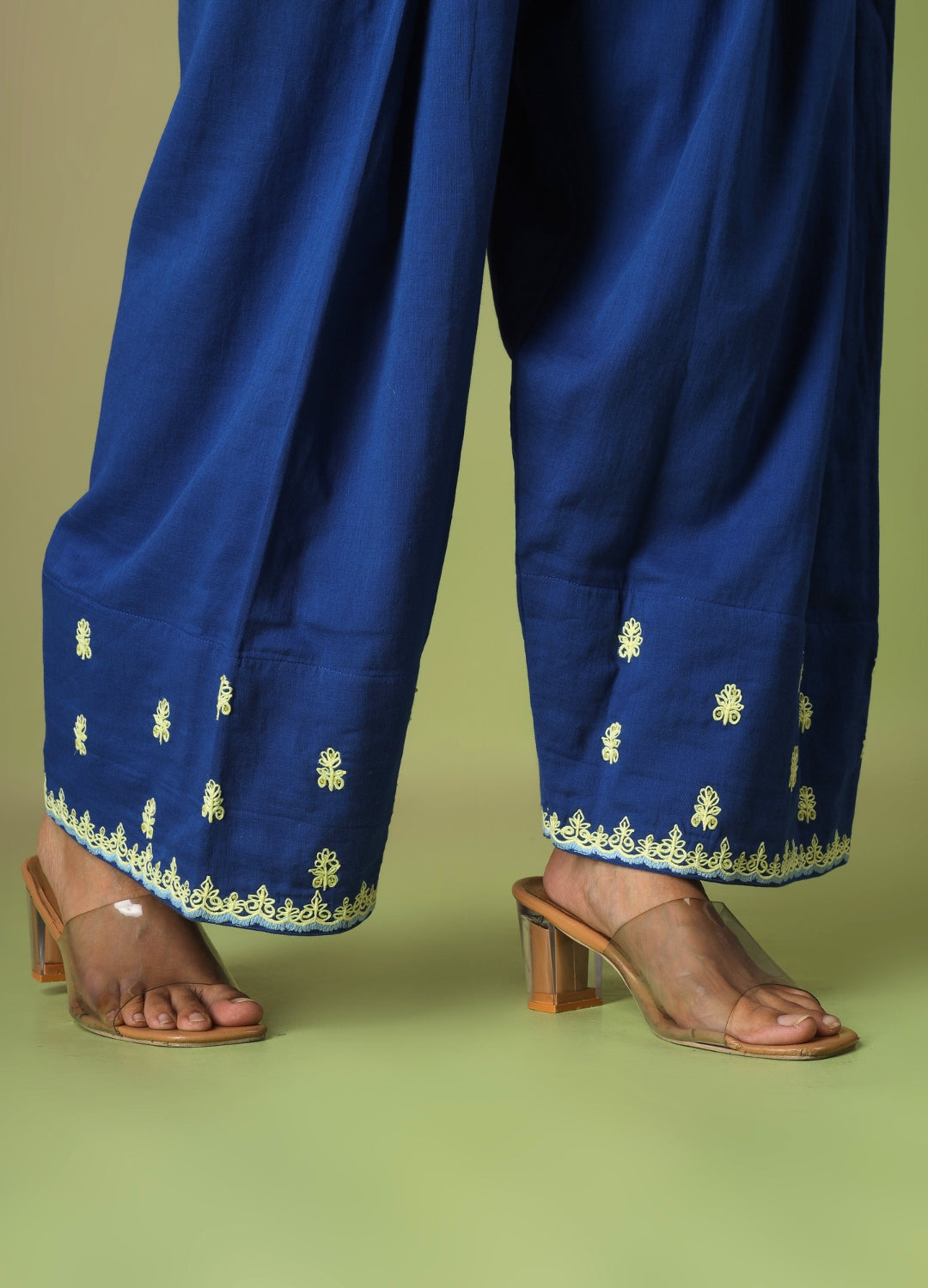 Royal Blue Short Kurta with Farshi Shalwar Set