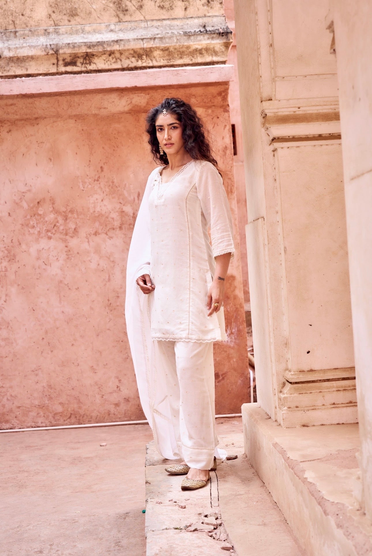 OFF WHITE MUL COTTON SUIT SET