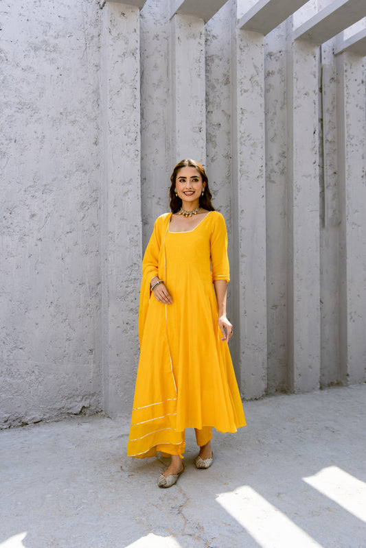 Yellow - Glass Neck Anarkali