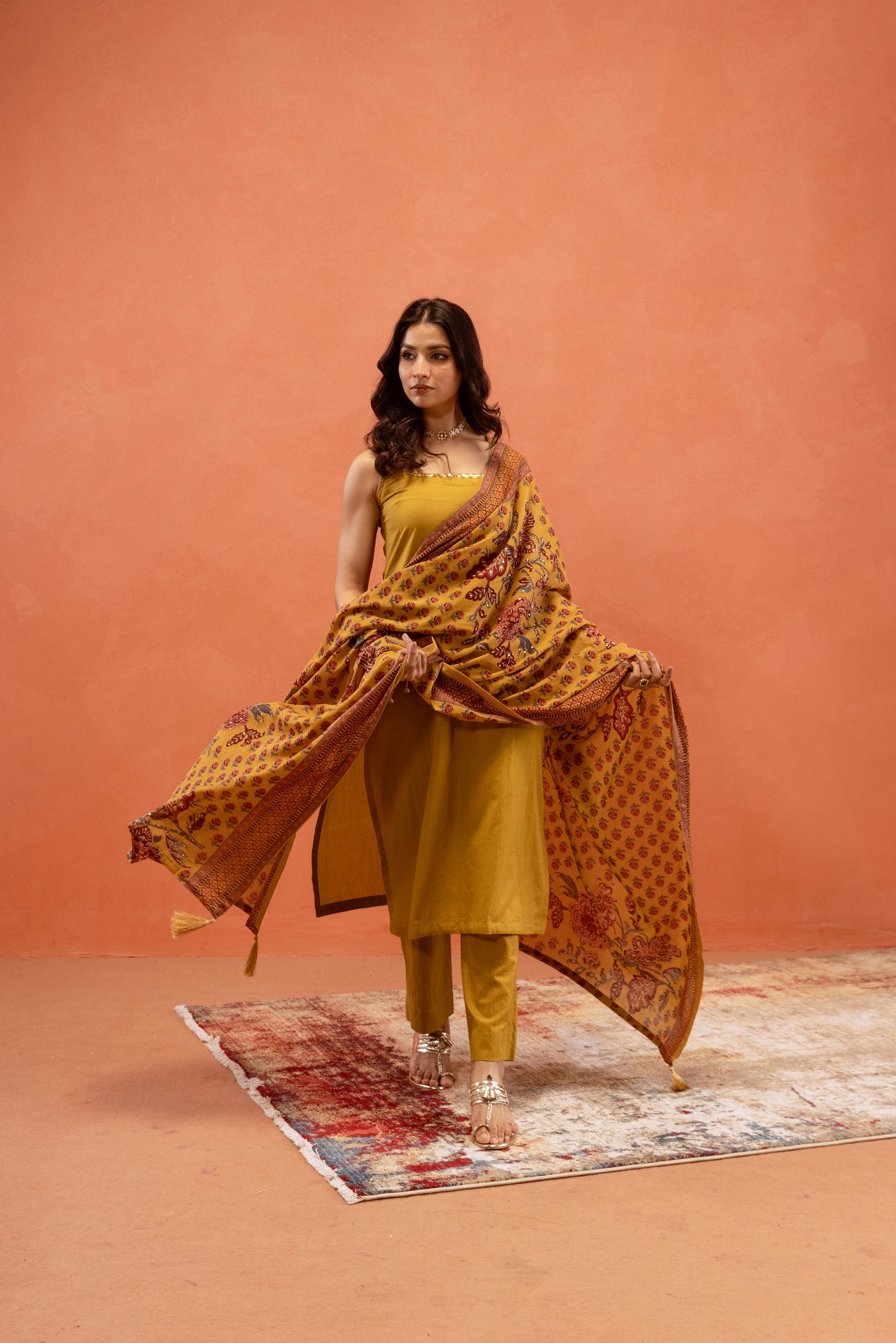 Marigold Glow Straight-Cut Sleeveless Suit