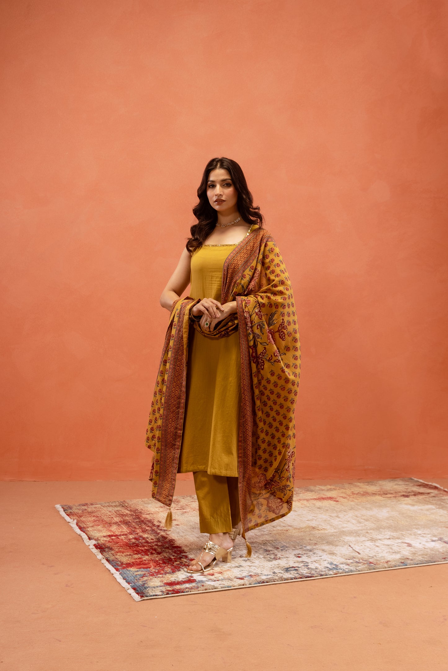 Marigold Glow Straight-Cut Sleeveless Suit