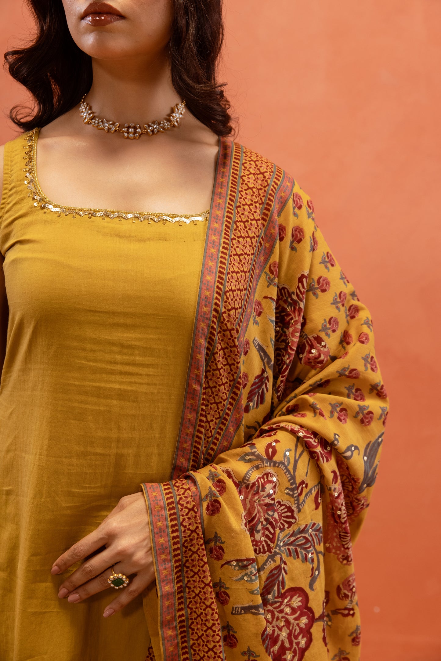Marigold Glow Straight-Cut Sleeveless Suit