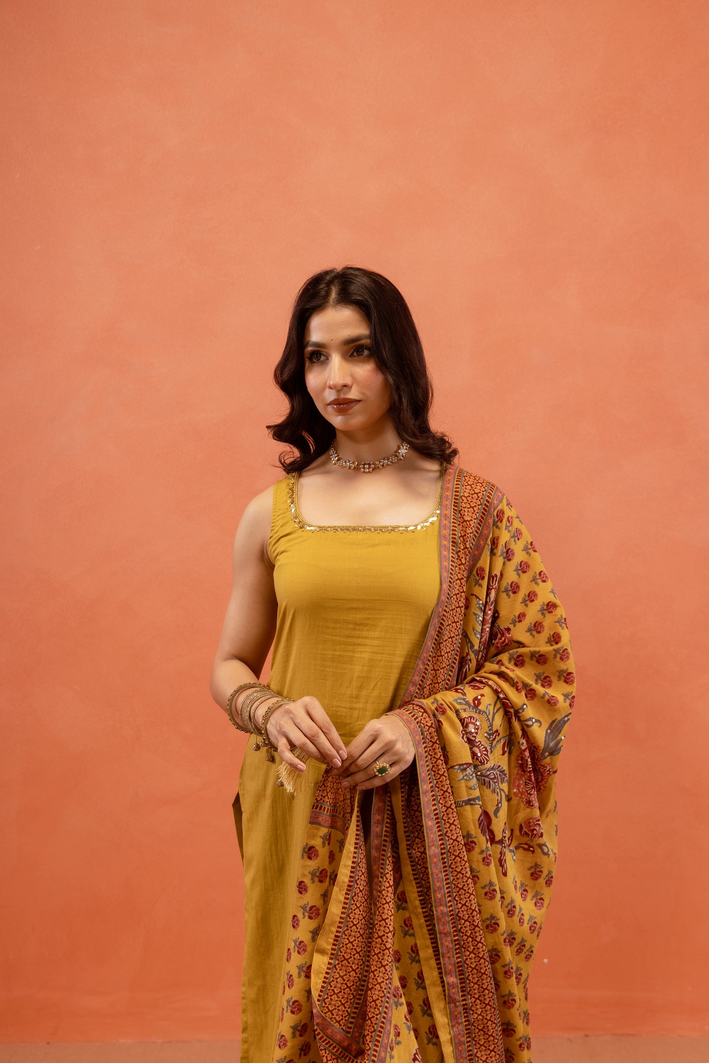 Marigold Glow Straight-Cut Sleeveless Suit