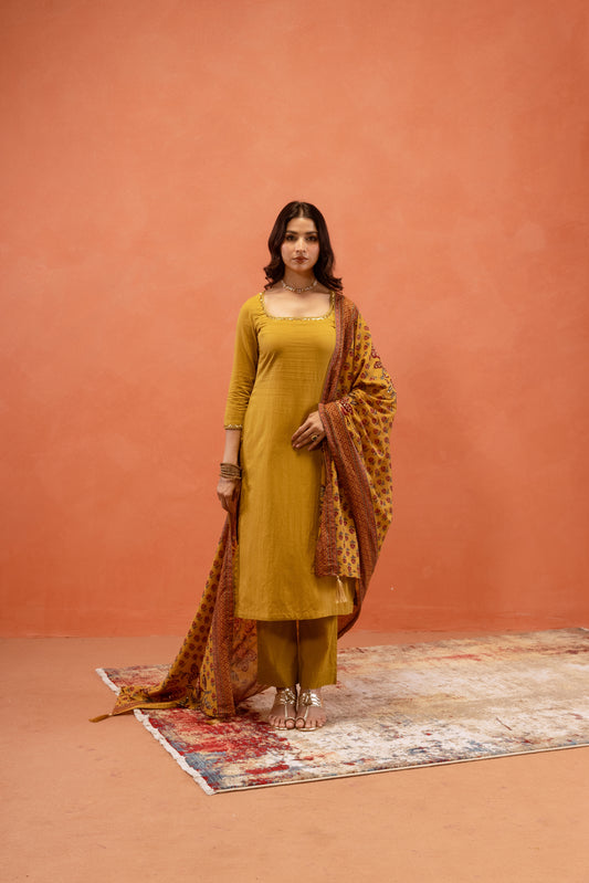Marigold Glow Straight-Cut Sleeved Suit