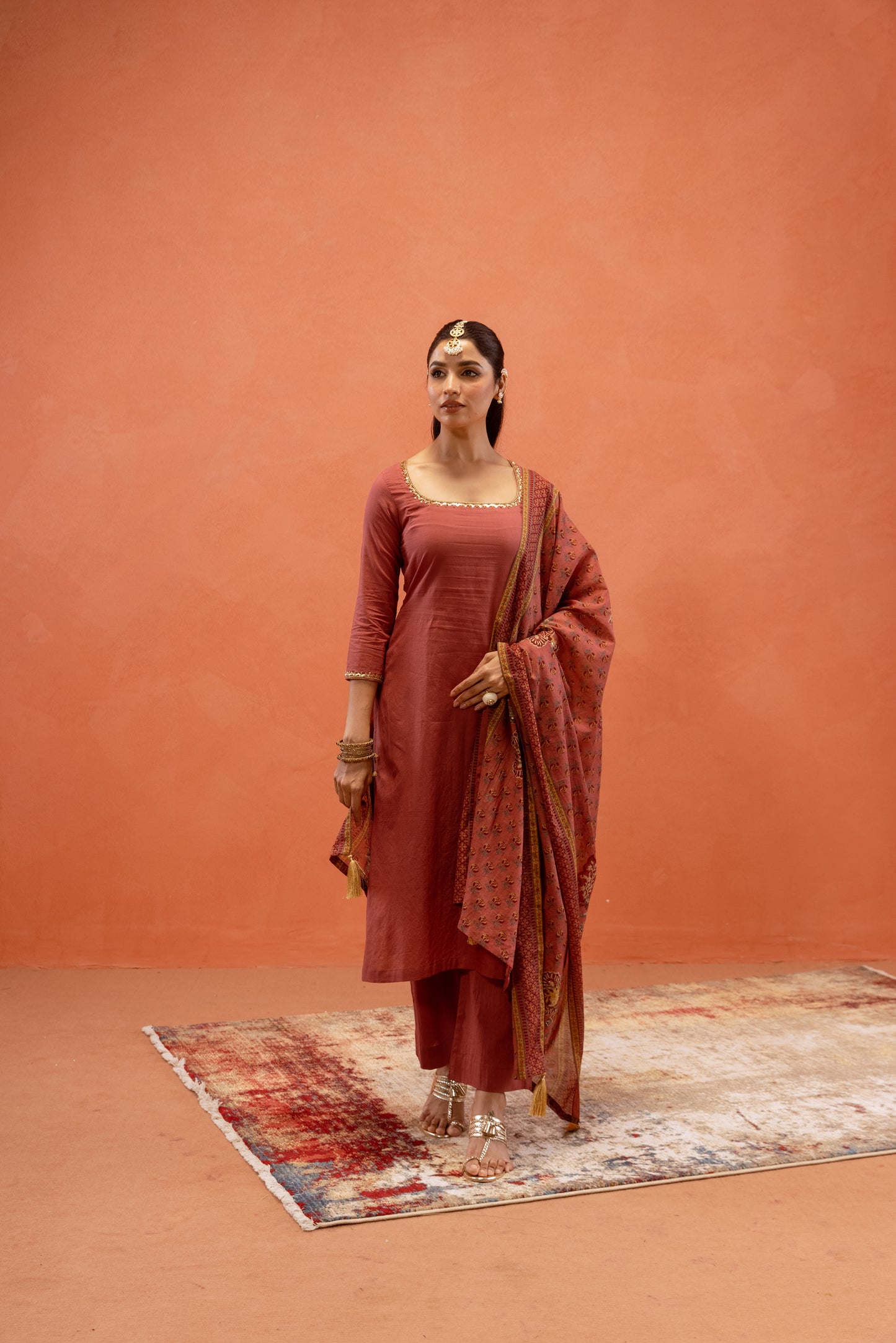 Dusky Rose Straight-Cut Sleeved Suit