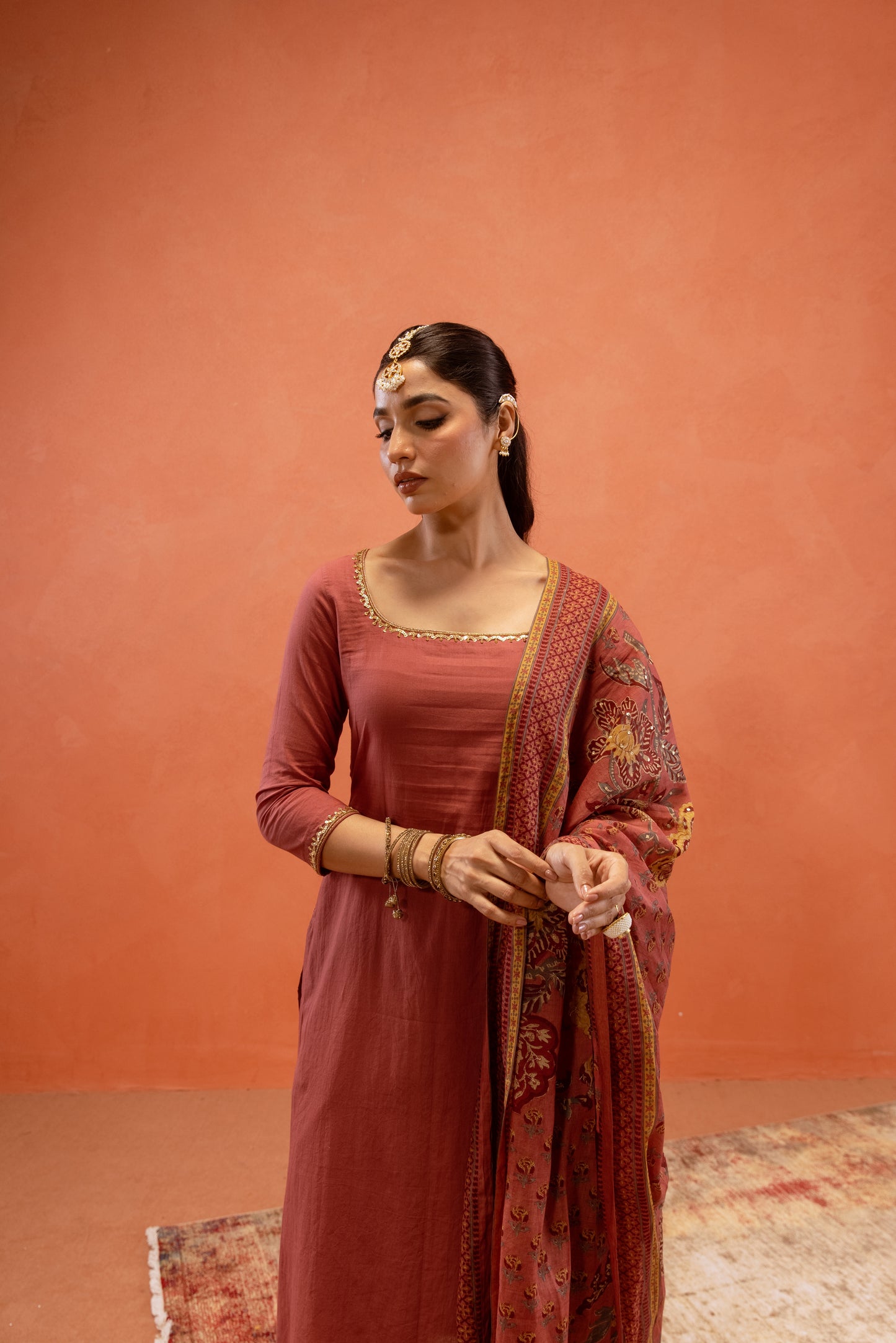 Dusky Rose Straight-Cut Sleeved Suit