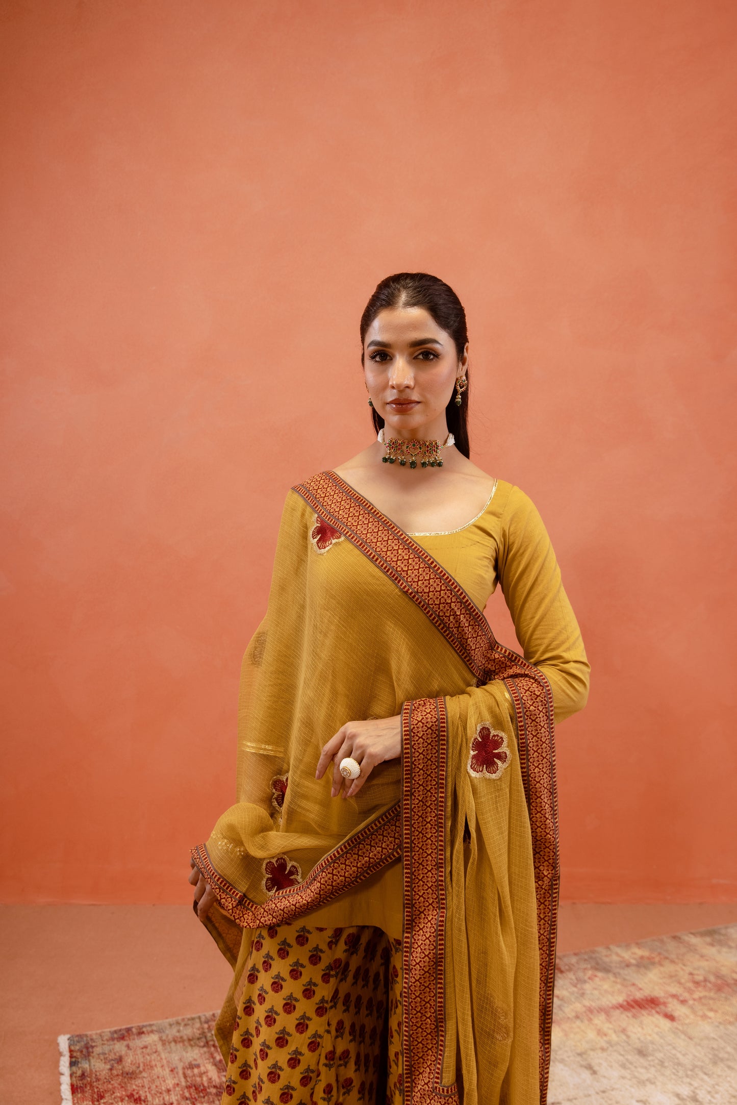 Marigold Glow Sharara Sleeved Set