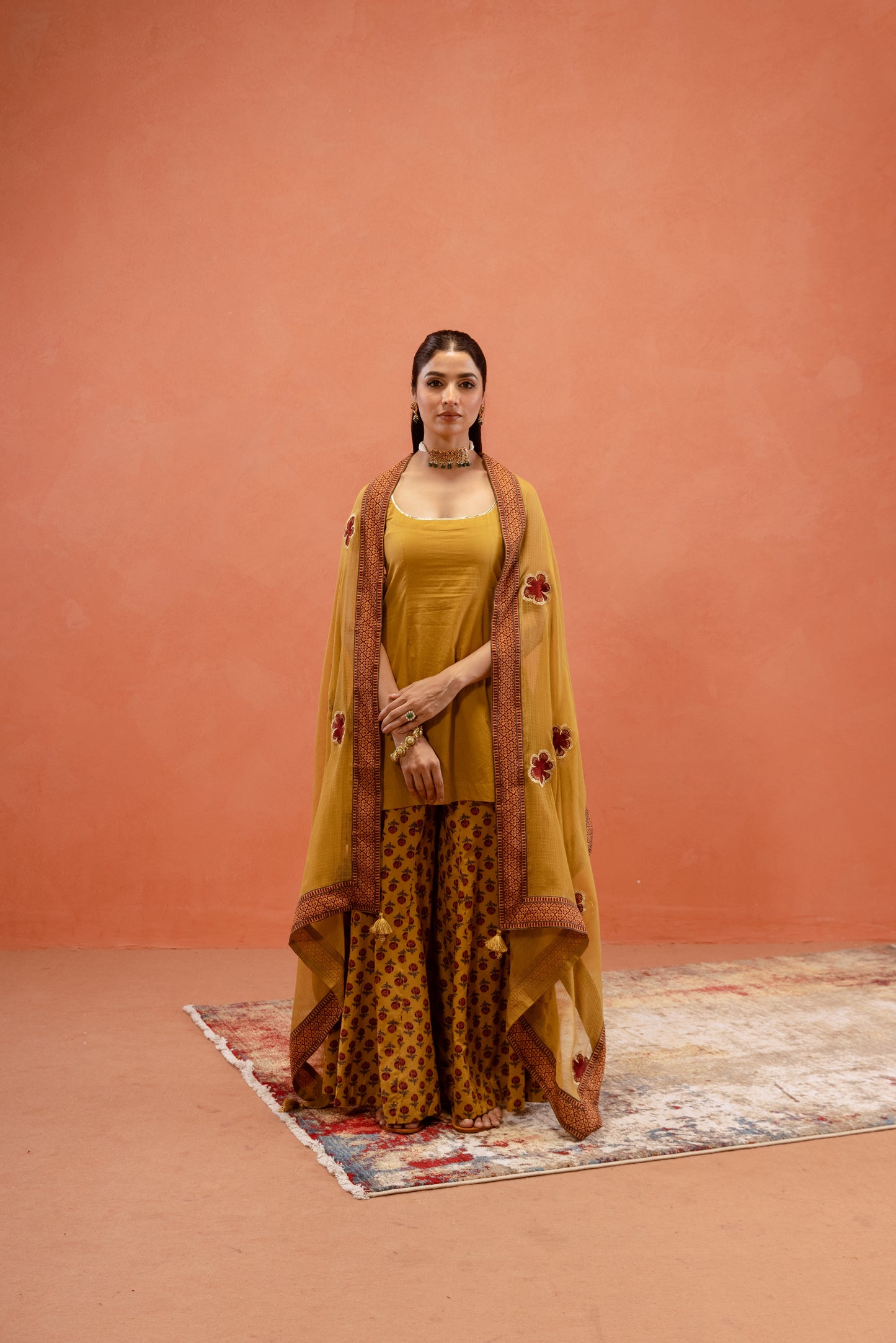 Marigold Glow Sharara Sleeveless Set