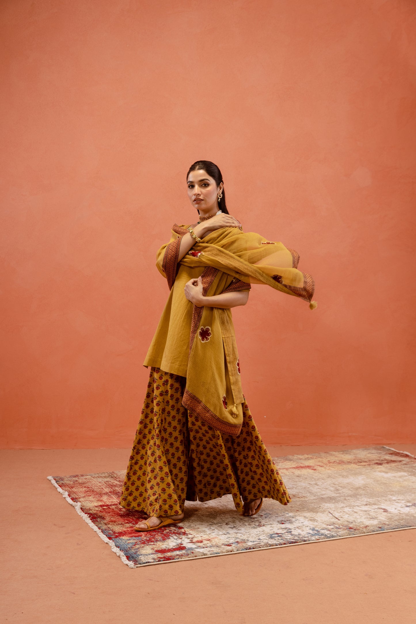 Marigold Glow Sharara Sleeveless Set