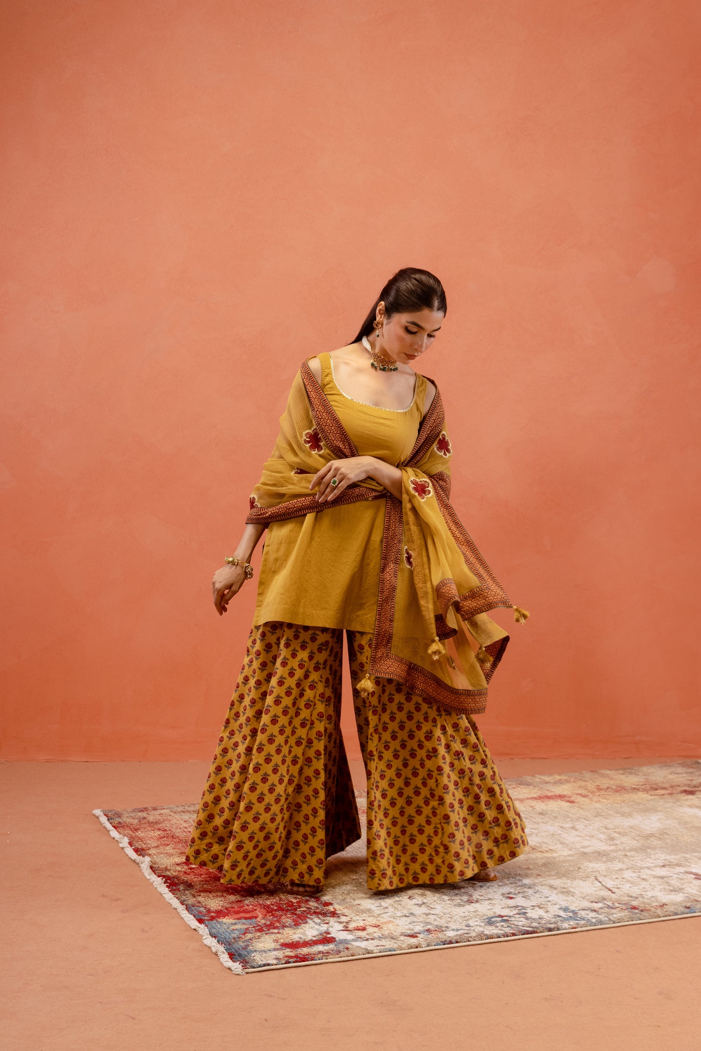 Marigold Glow Sharara Sleeveless Set