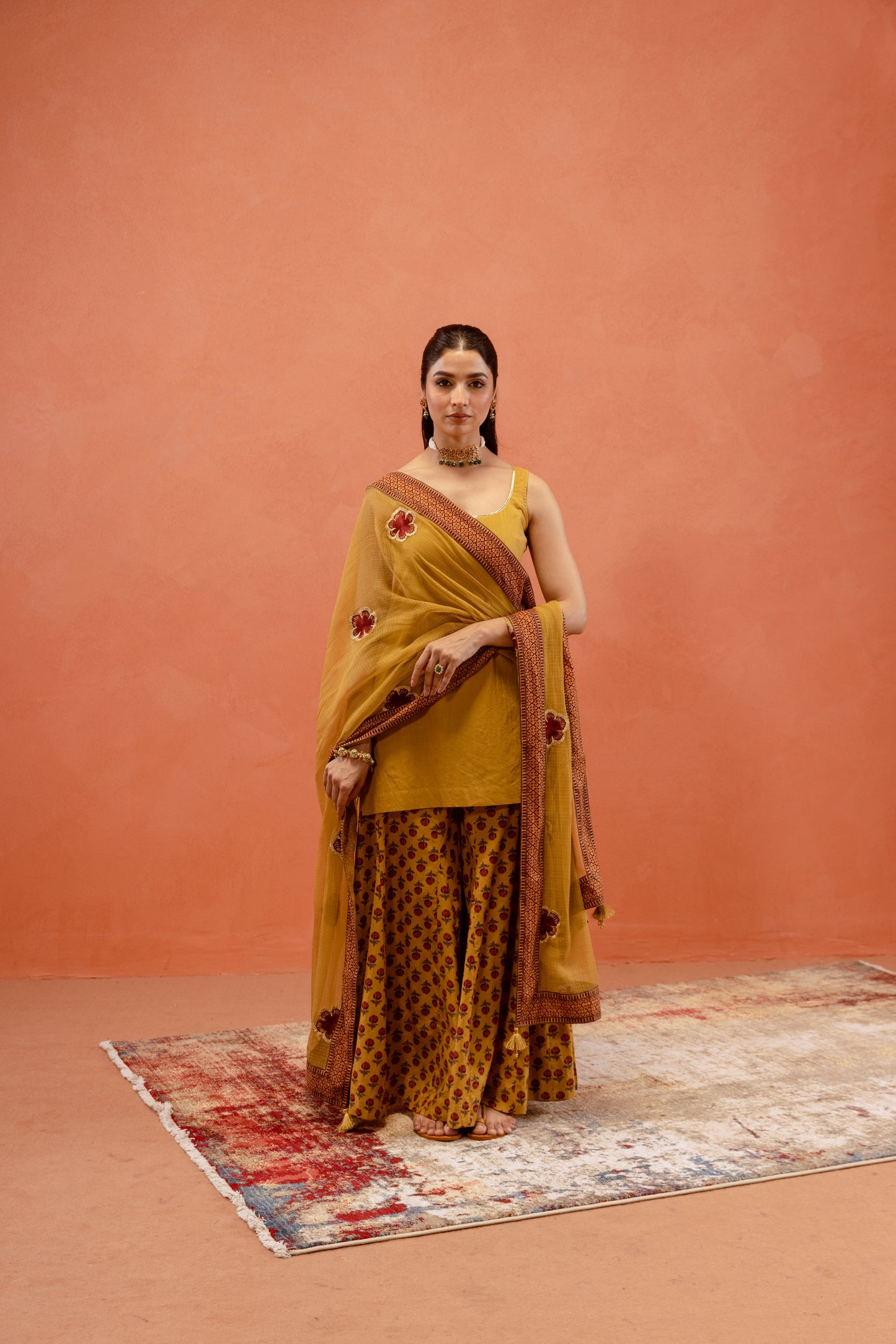 Marigold Glow Sharara Sleeveless Set