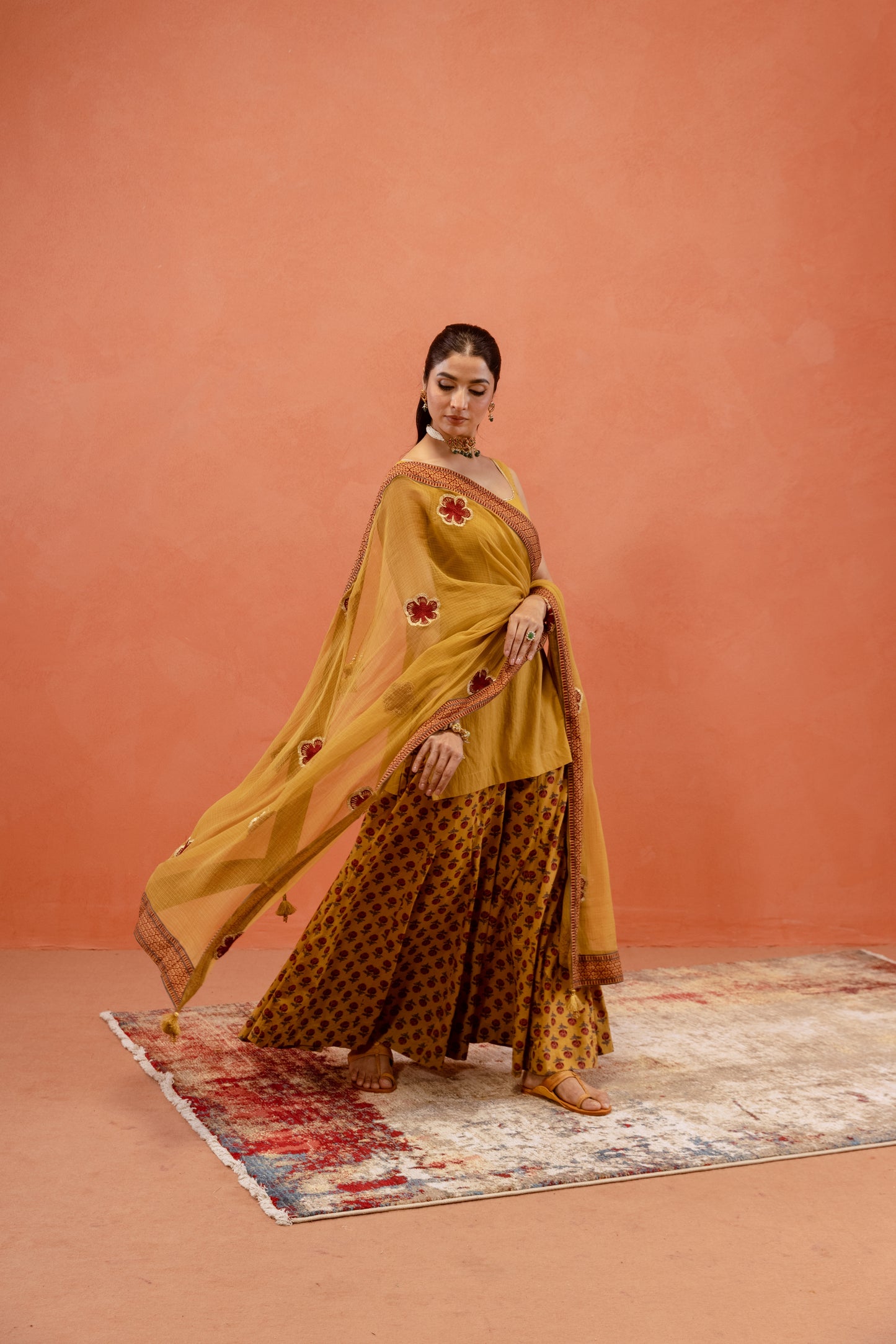 Marigold Glow Sharara Sleeveless Set