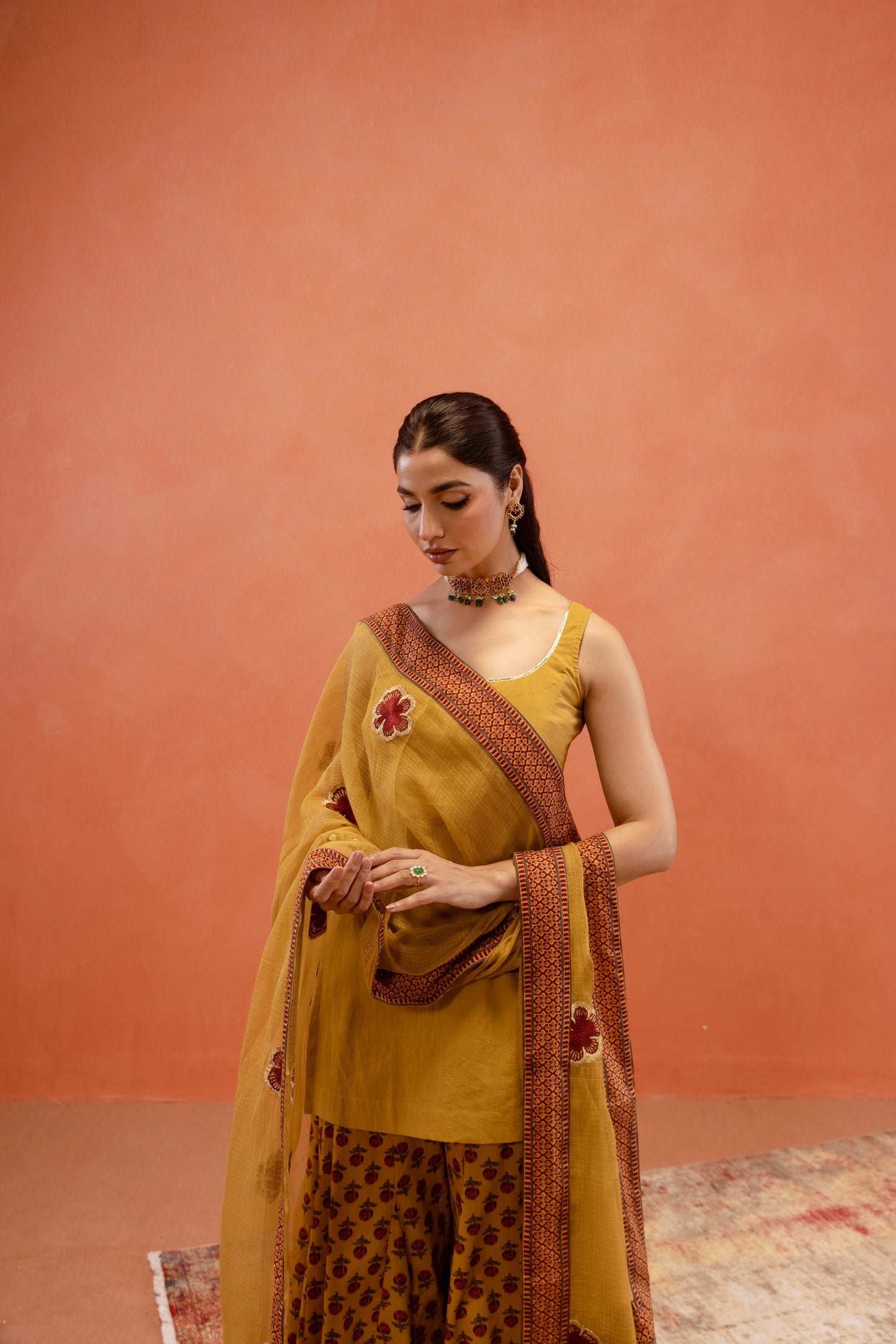 Marigold Glow Sharara Sleeveless Set