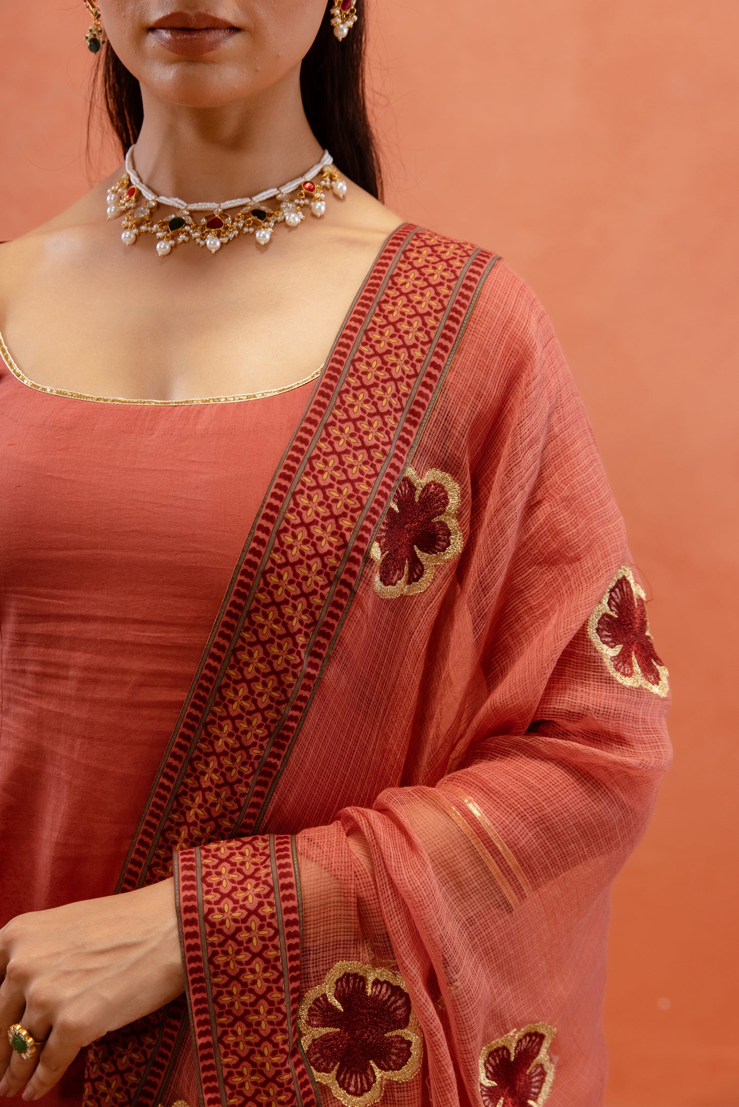 Dusky Rose Sharara Sleeved Set