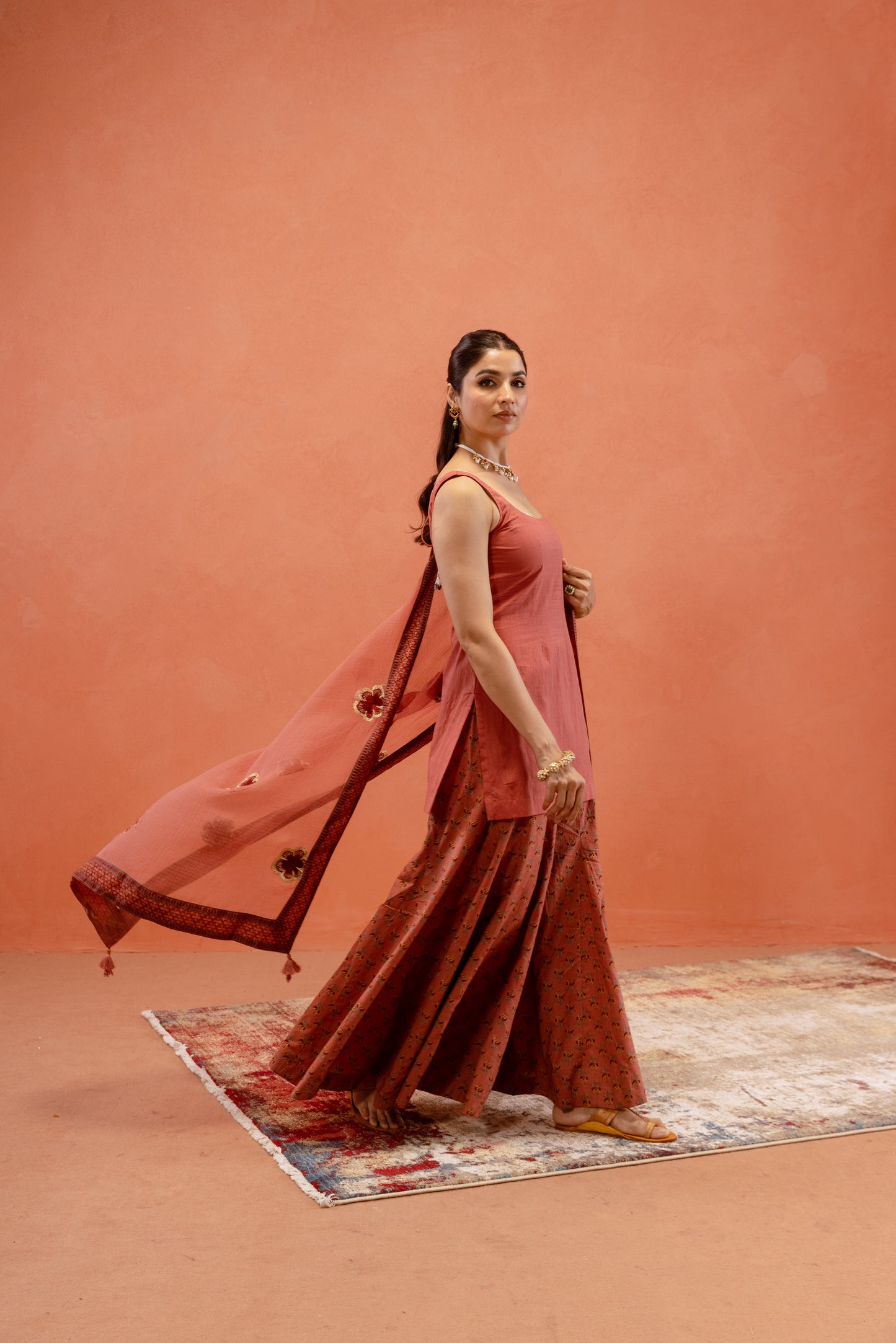 Dusky Rose Sharara Sleeveless Set