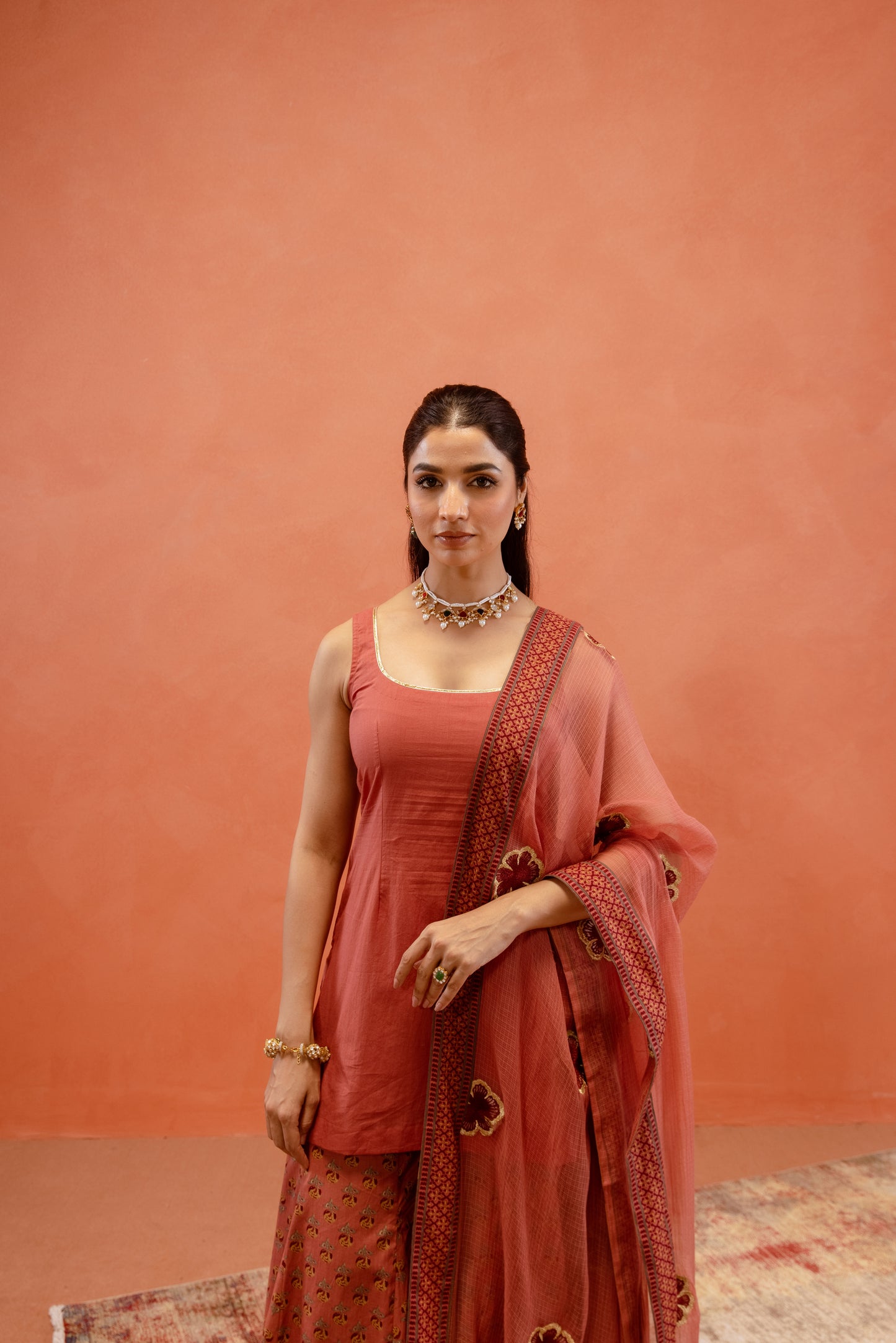 Dusky Rose Sharara Sleeveless Set