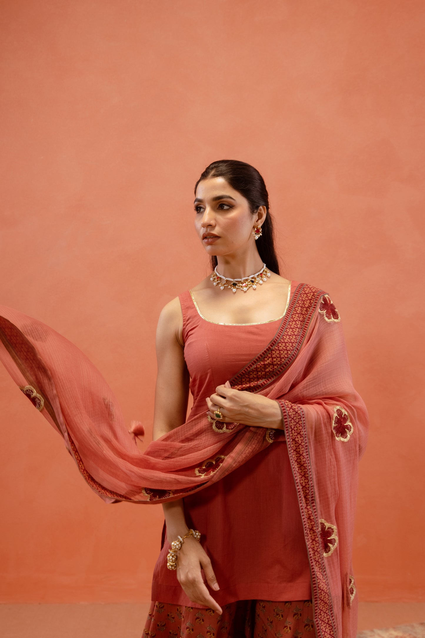 Dusky Rose Sharara Sleeveless Set