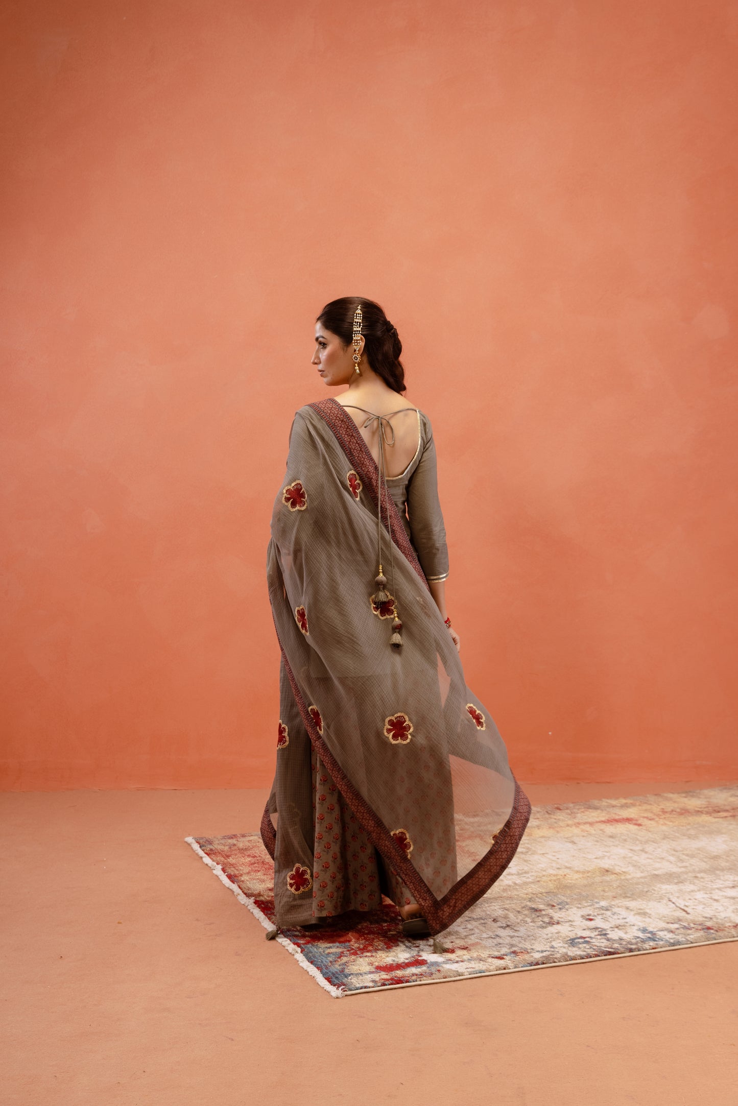 Silver Mist Sharara Sleeved Set
