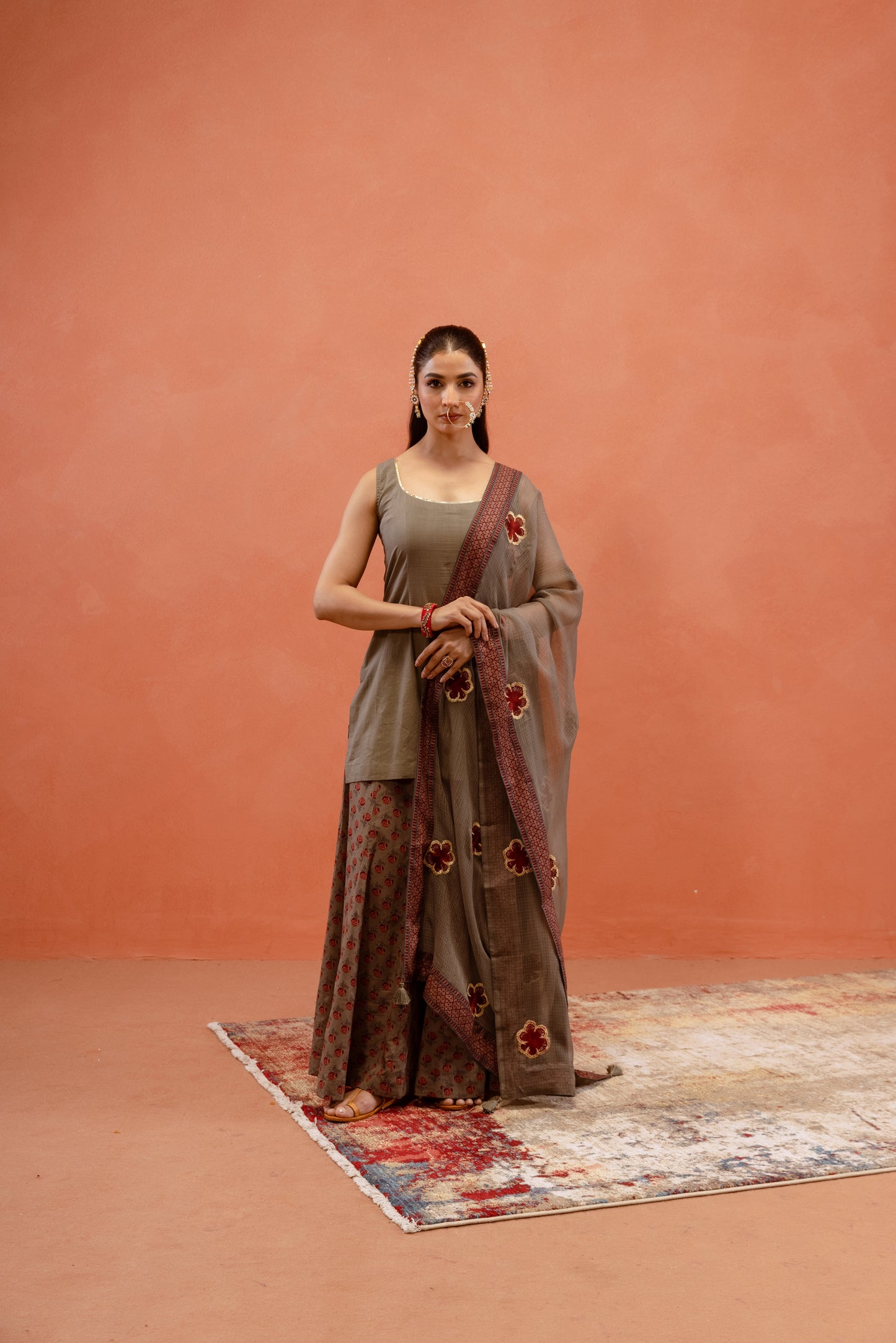 Silver Mist Sharara Sleeveless Set