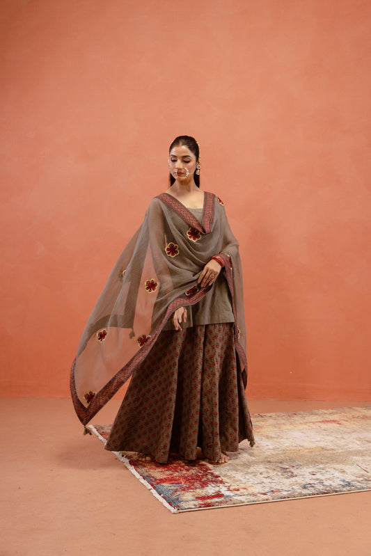Silver Mist Sharara Sleeveless Set