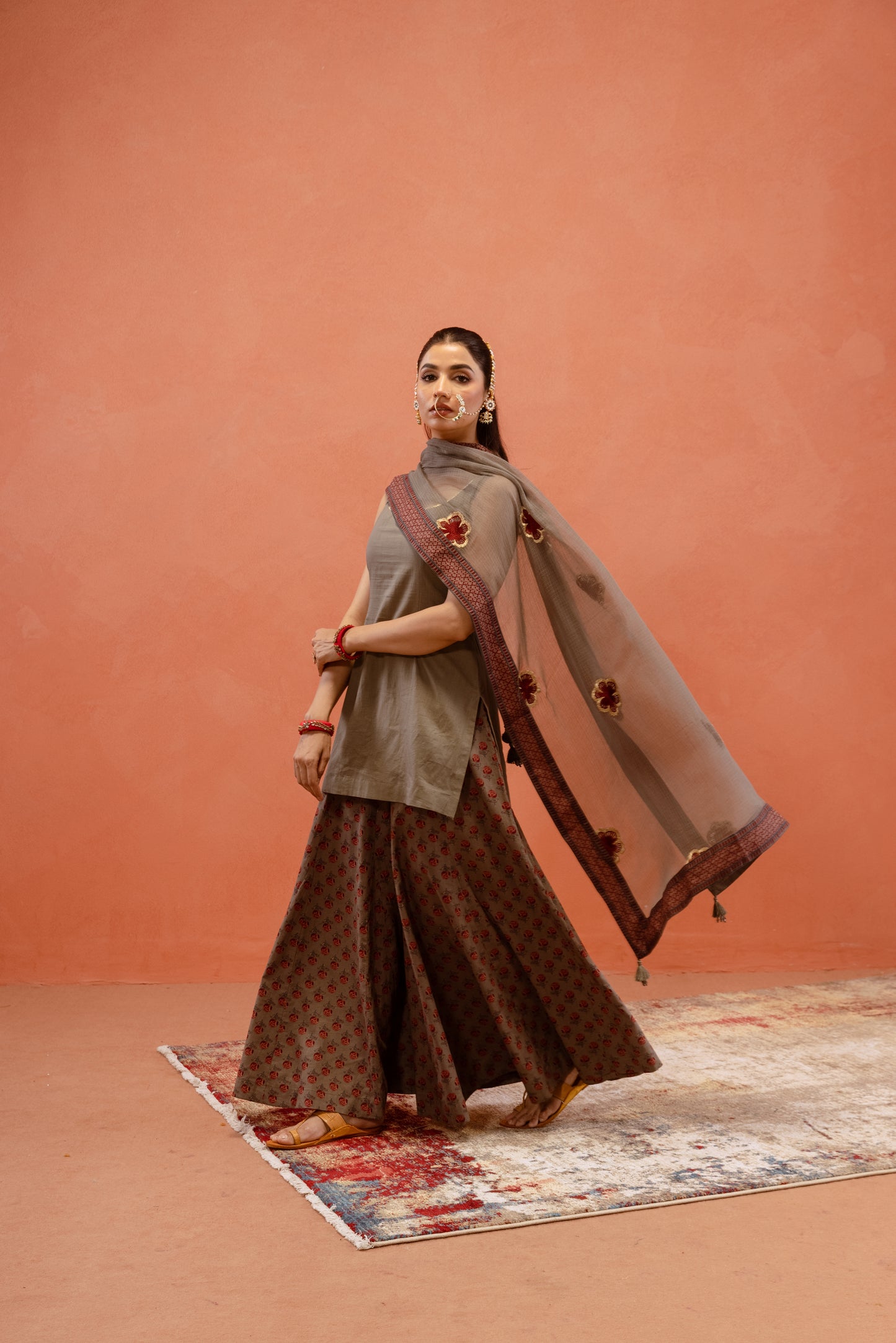 Silver Mist Sharara Sleeveless Set