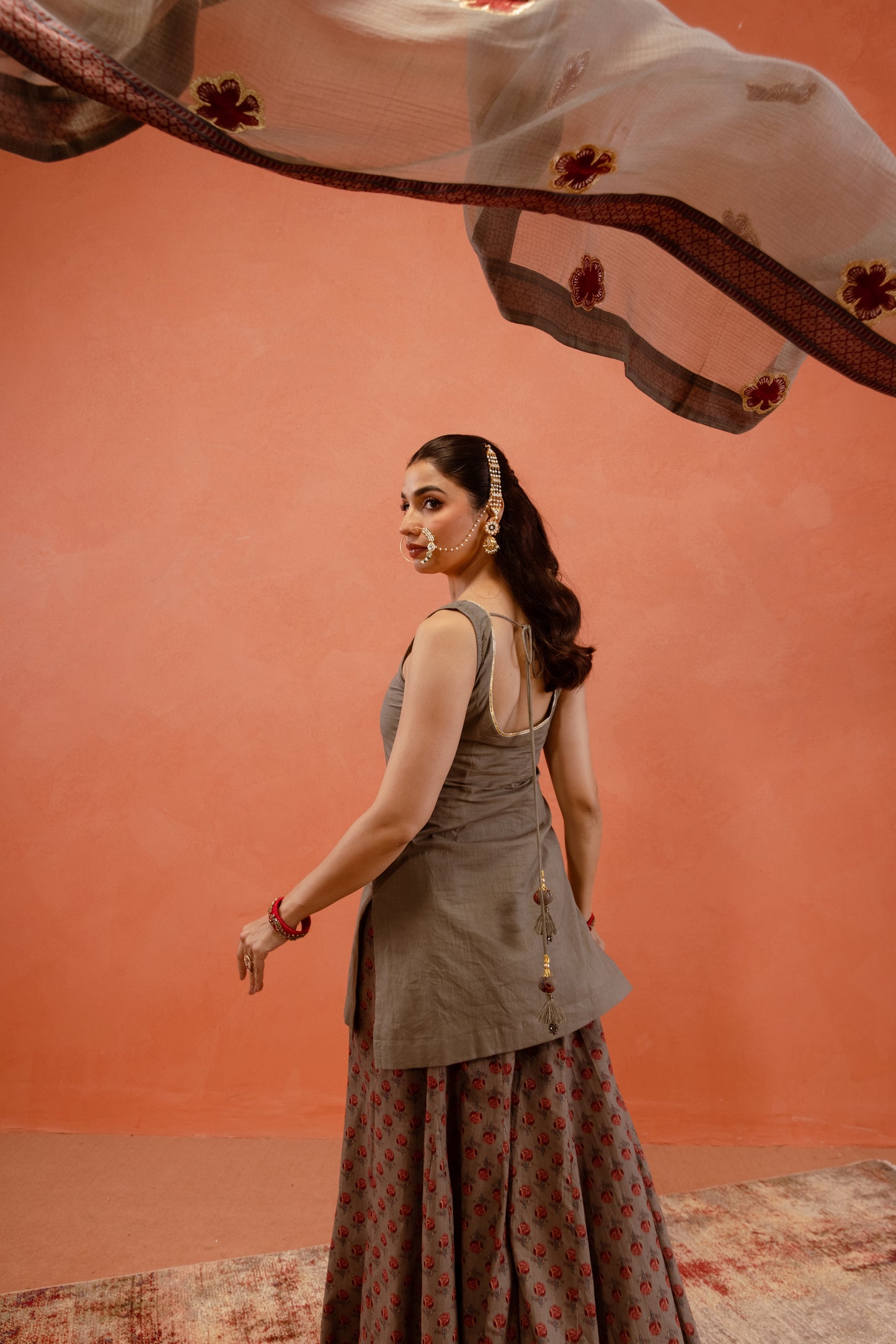 Silver Mist Sharara Sleeveless Set