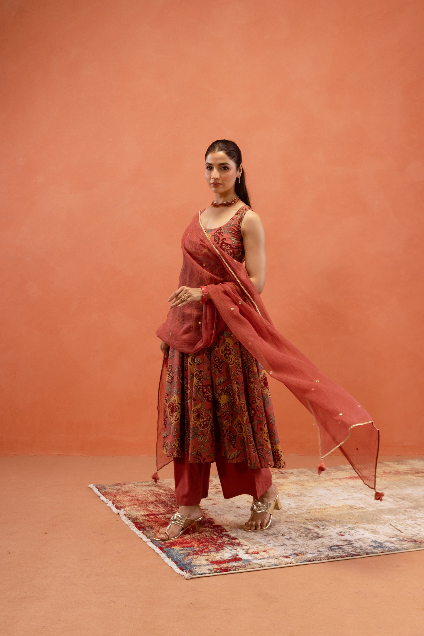 Dusky Rose Sleeveless Anarkali Suit