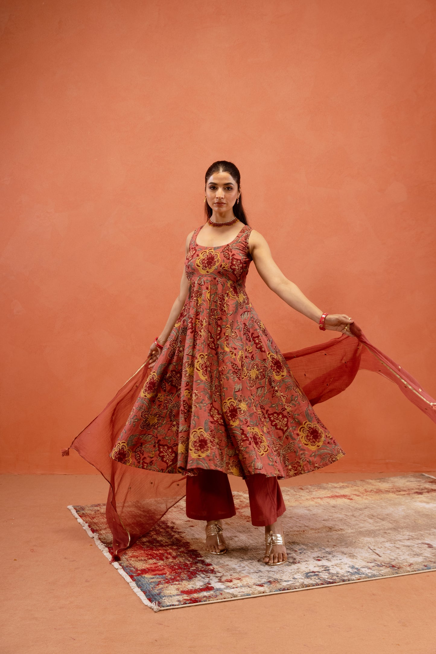 Dusky Rose Sleeveless Anarkali Suit