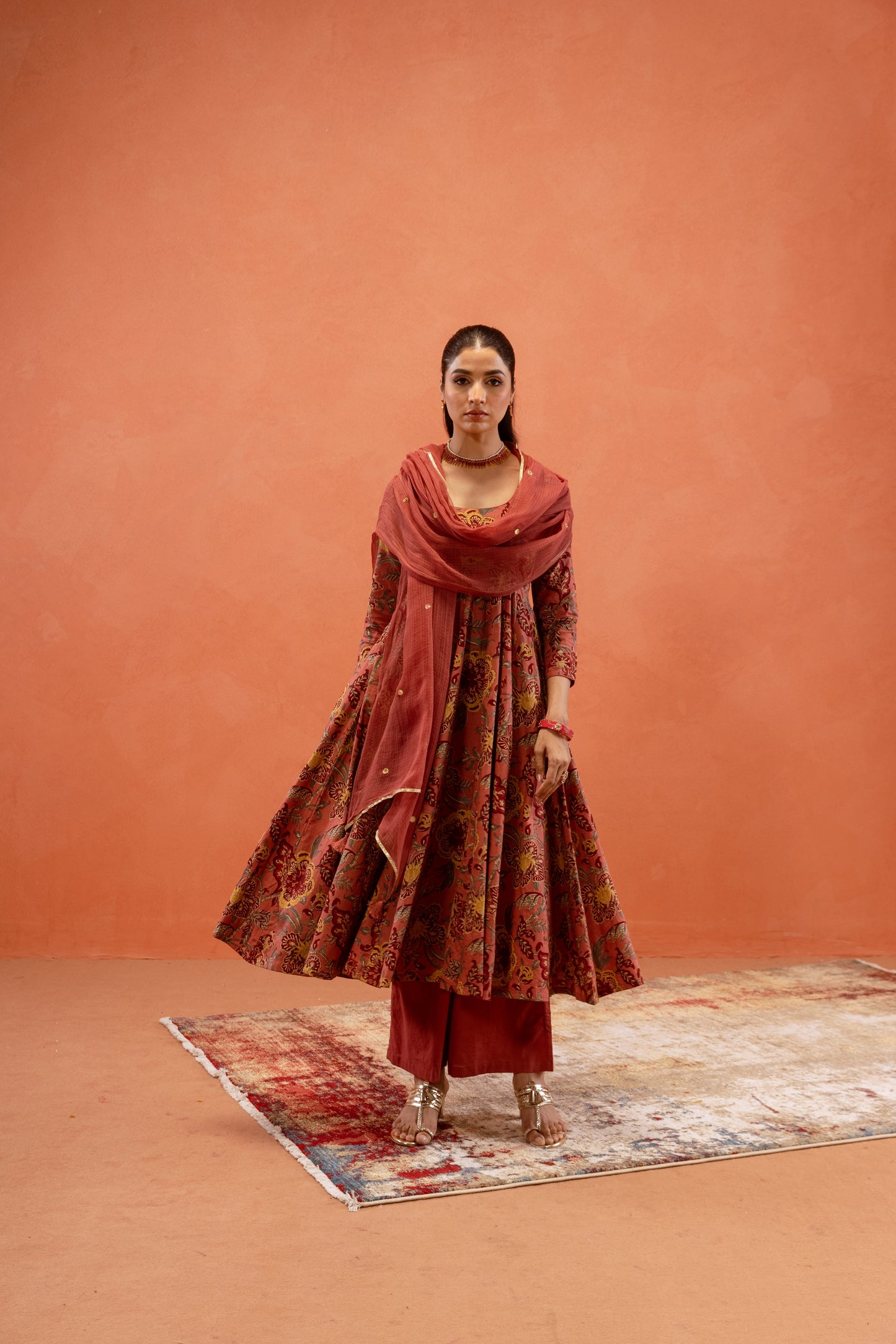 Dusky Rose Sleeved Anarkali Suit