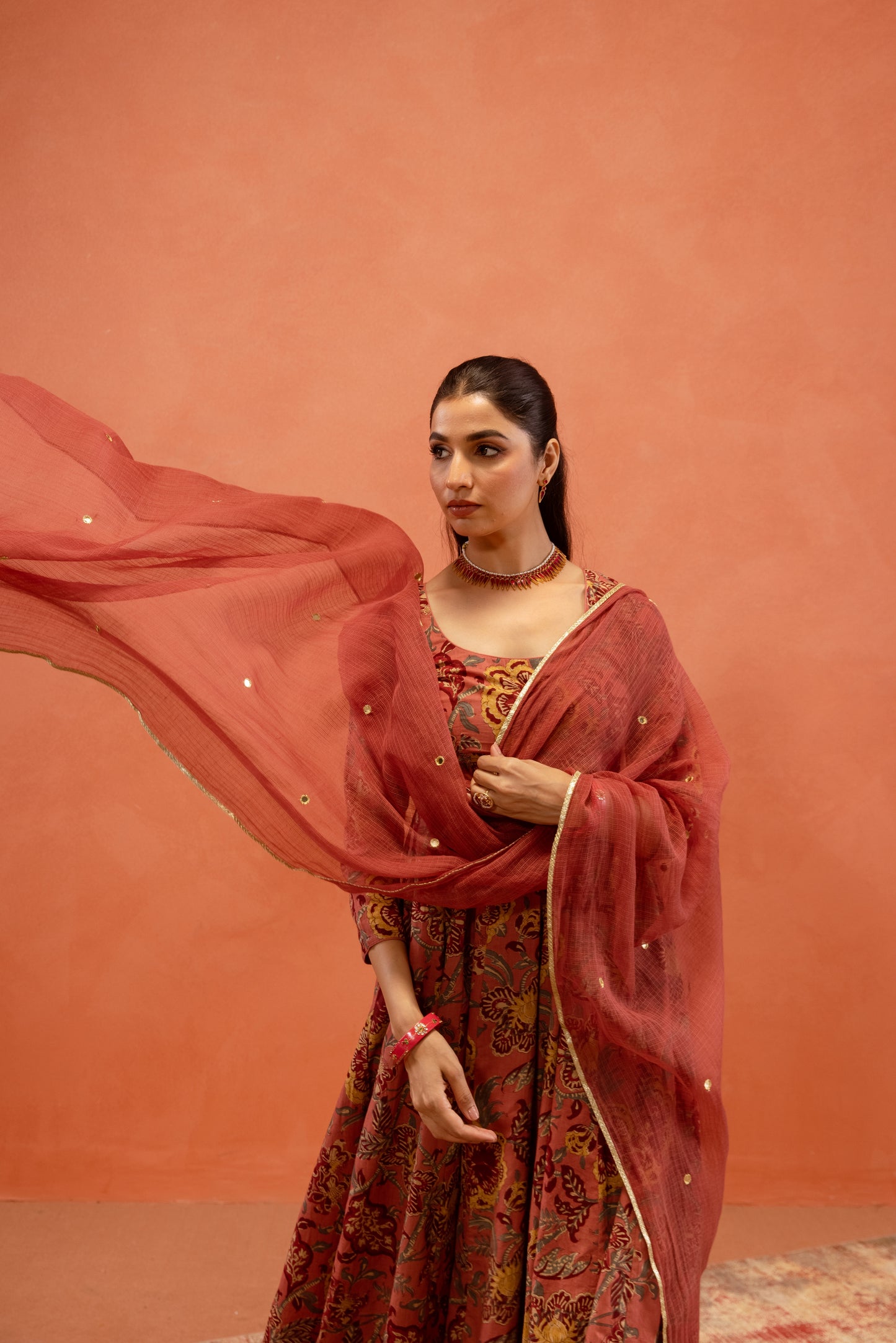 Dusky Rose Sleeved Anarkali Suit