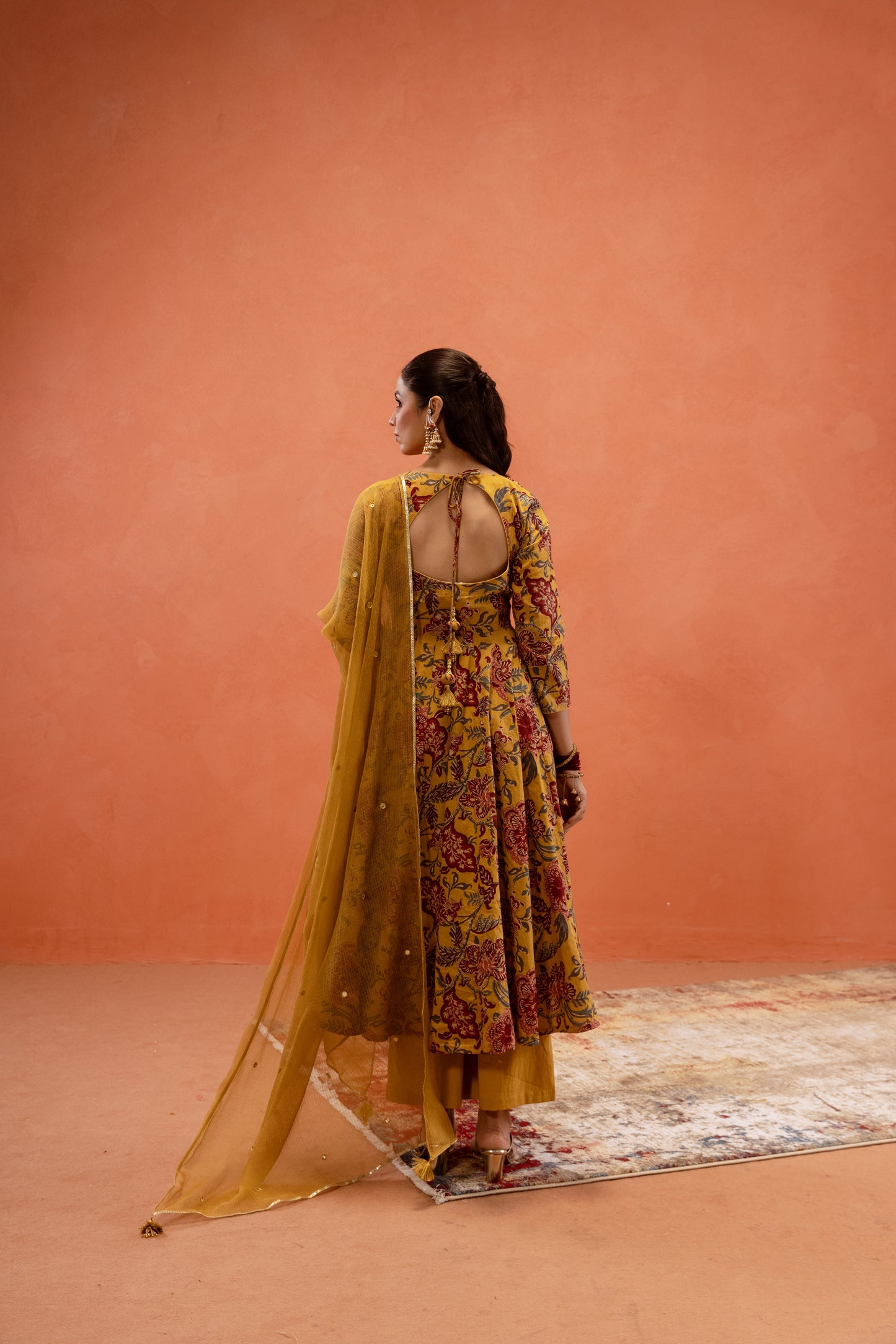 Marigold Glow Sleeved Anarkali Suit