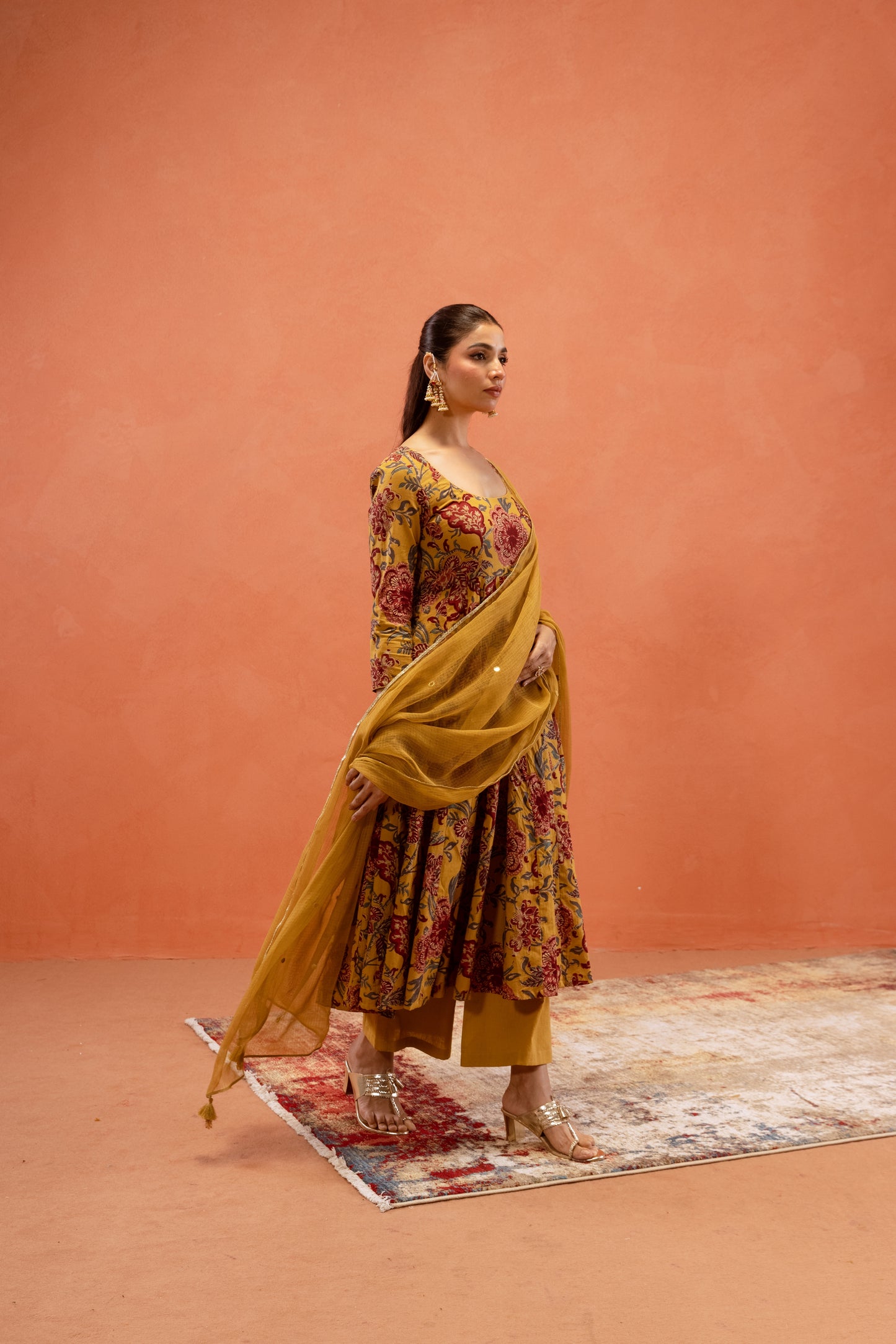 Marigold Glow Sleeved Anarkali Suit