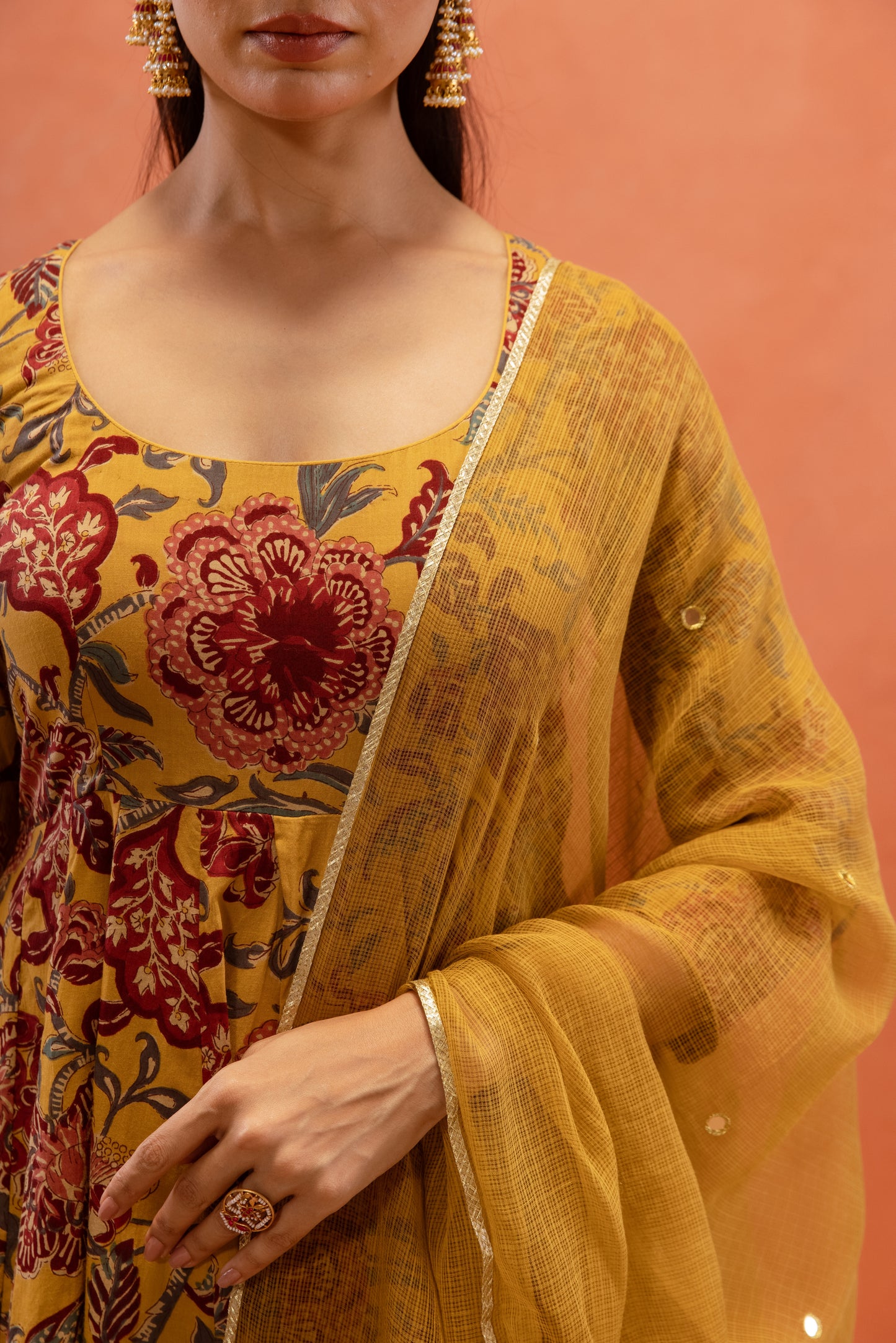 Marigold Glow Sleeved Anarkali Suit