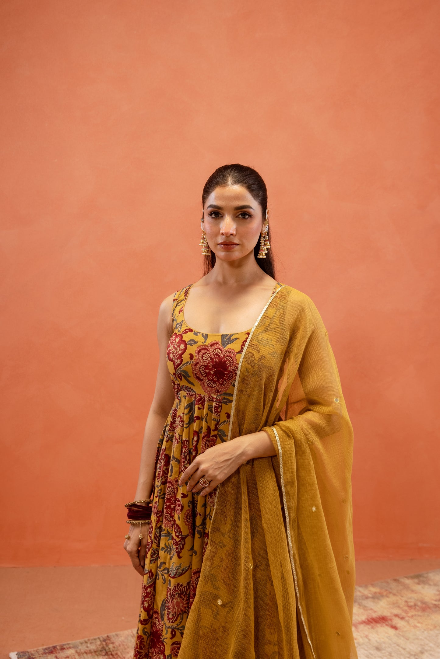 Marigold Glow Sleeveless Anarkali Suit