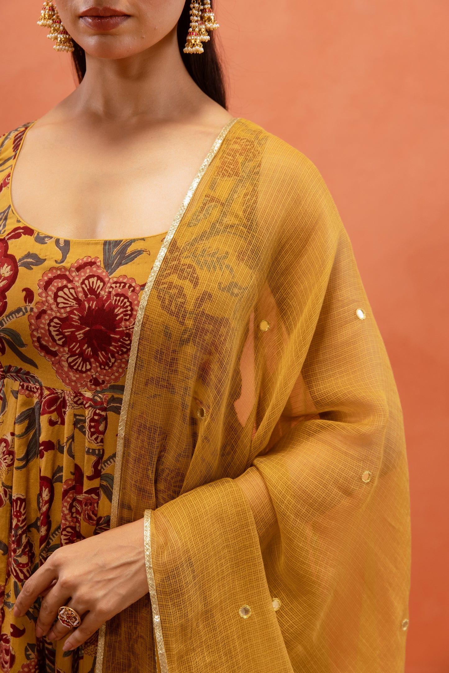 Marigold Glow Sleeveless Anarkali Suit