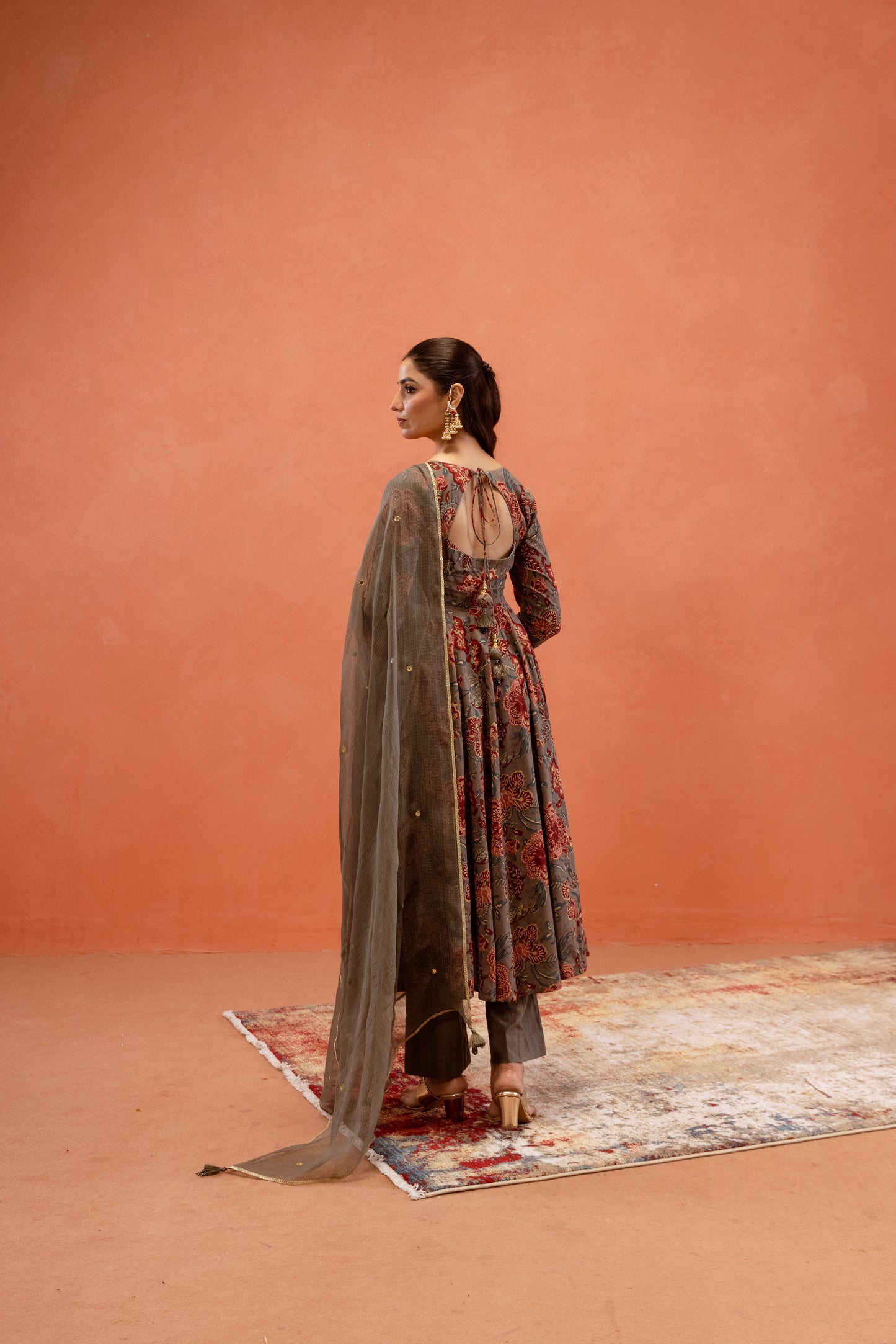 Silver Mist Sleeved Anarkali Suit