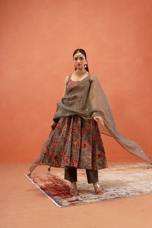 Silver Mist Sleeveless Anarkali Suit