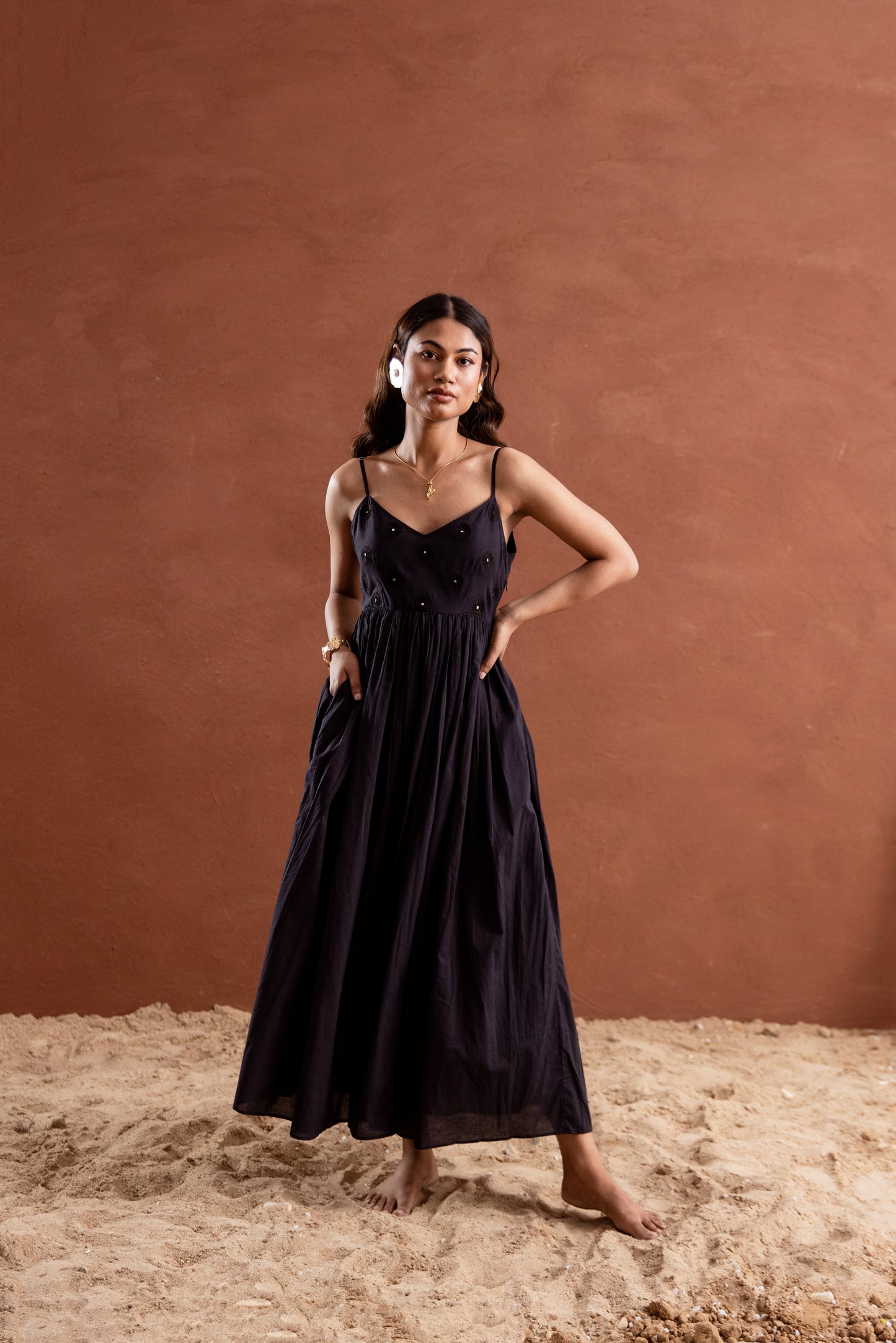 Solid Black Strappy Maxi Dress