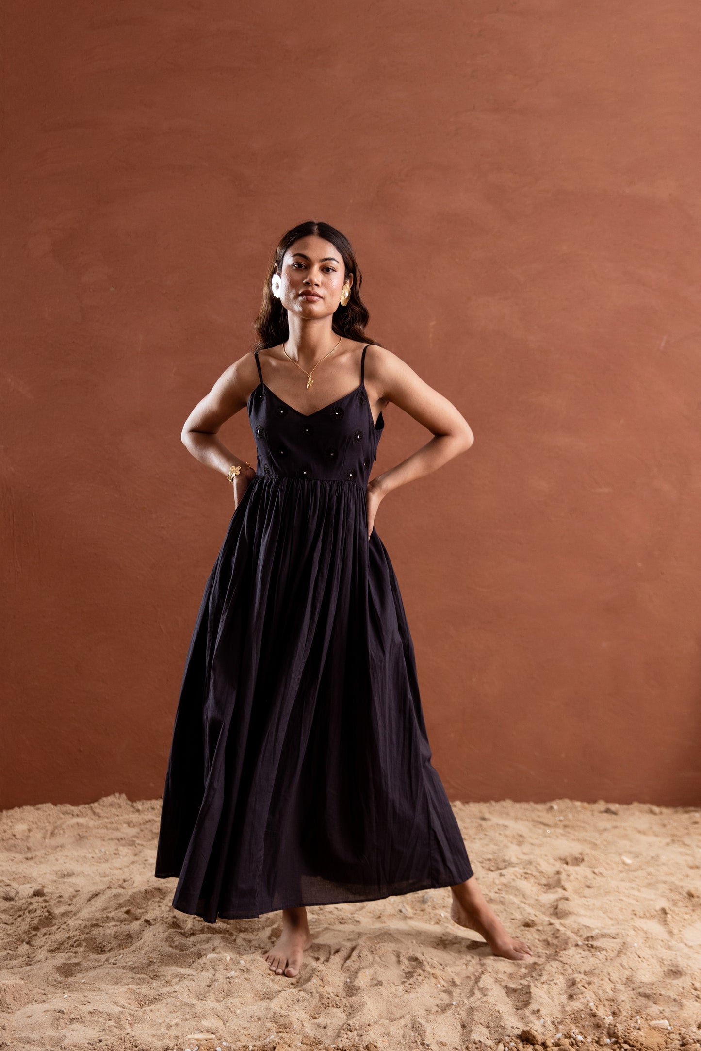 Solid Black Strappy Maxi Dress