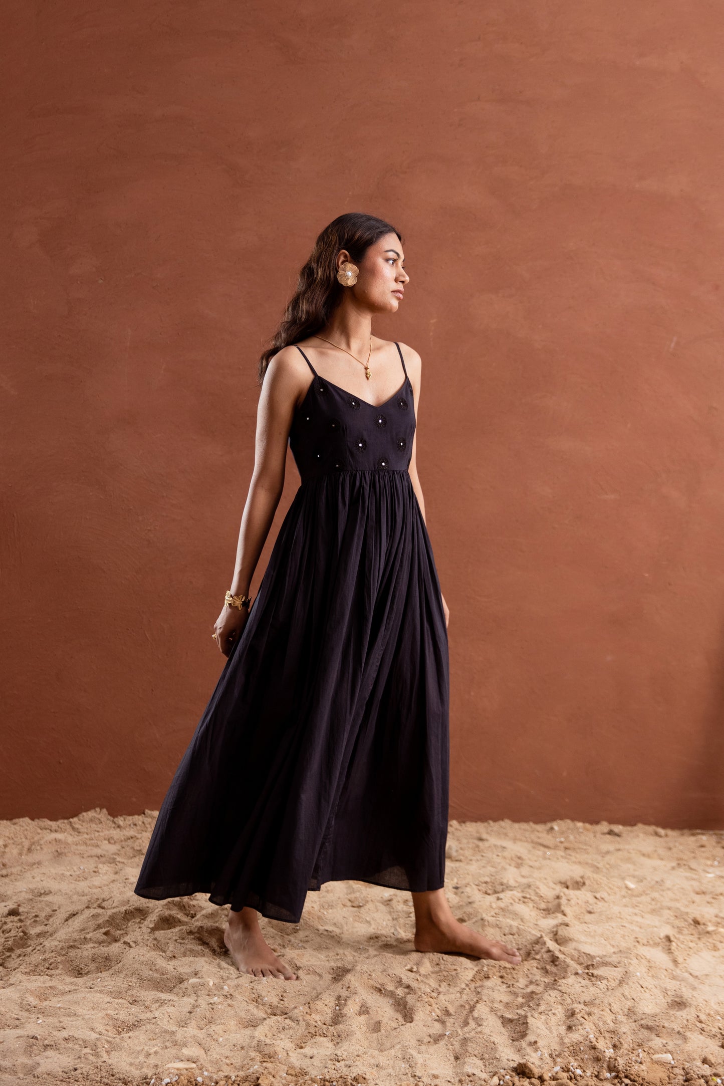 Solid Black Strappy Maxi Dress